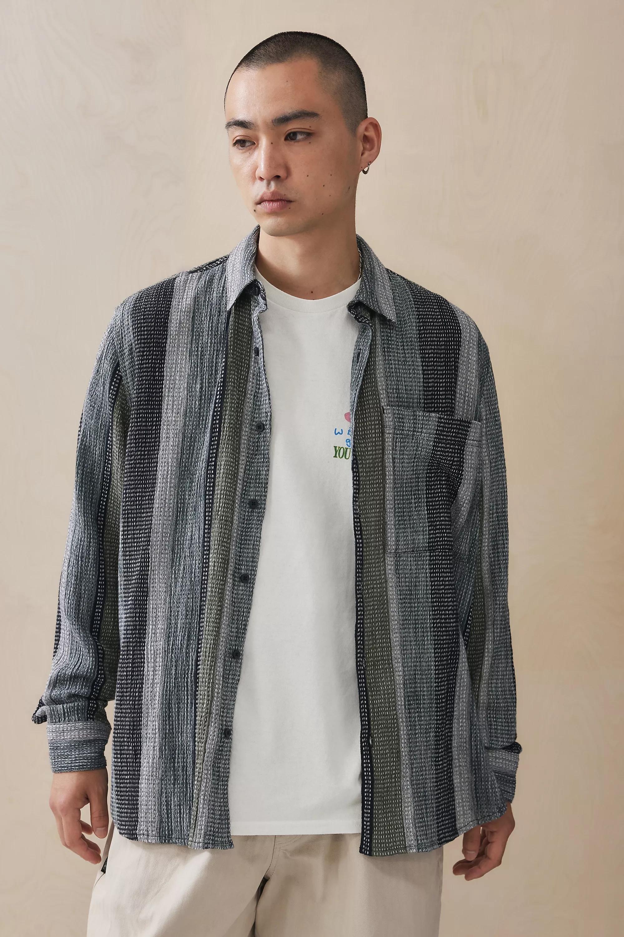 Black UO Ayker Stripe Shirt, , large image number 0