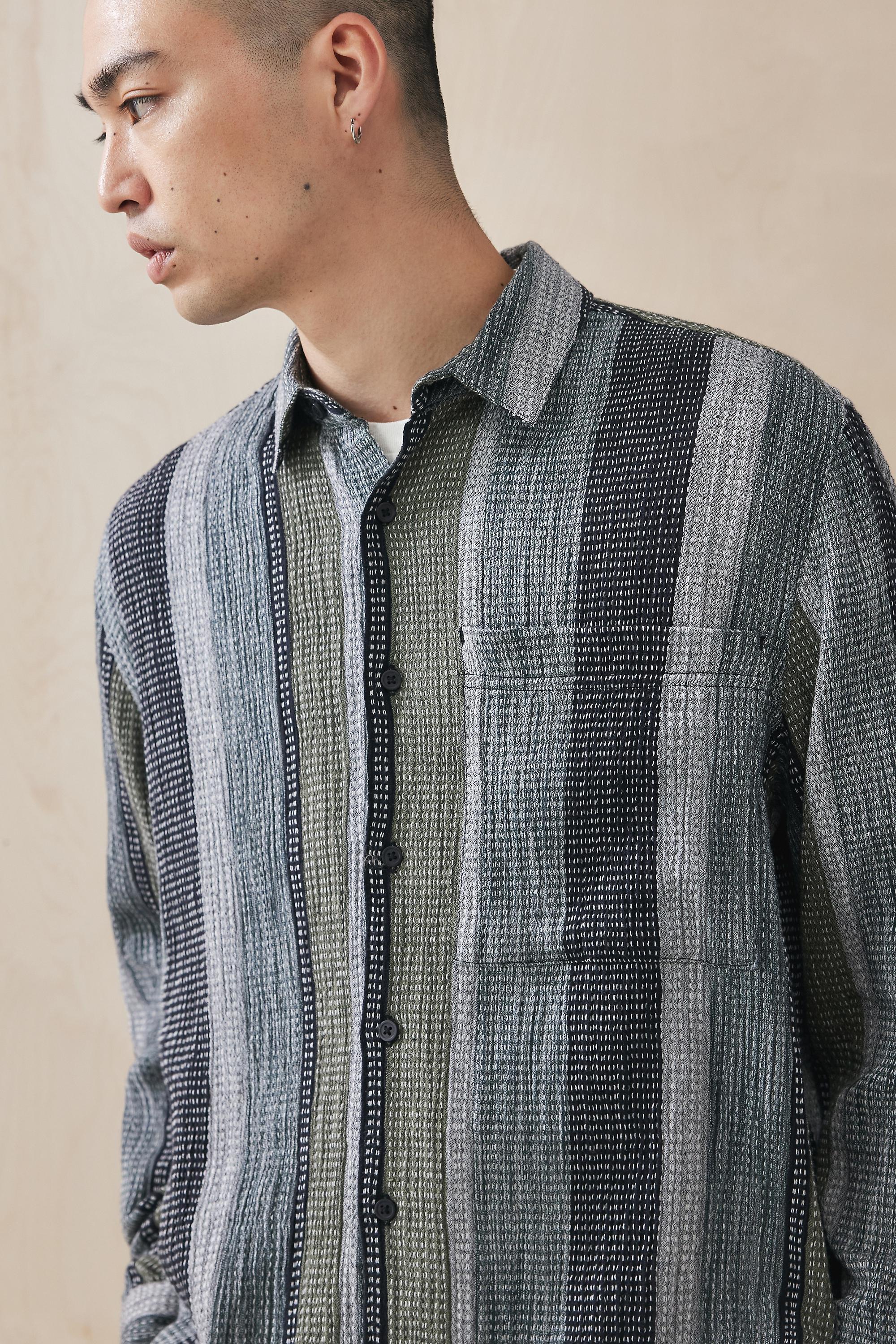 Black UO Ayker Stripe Shirt, , large image number 1