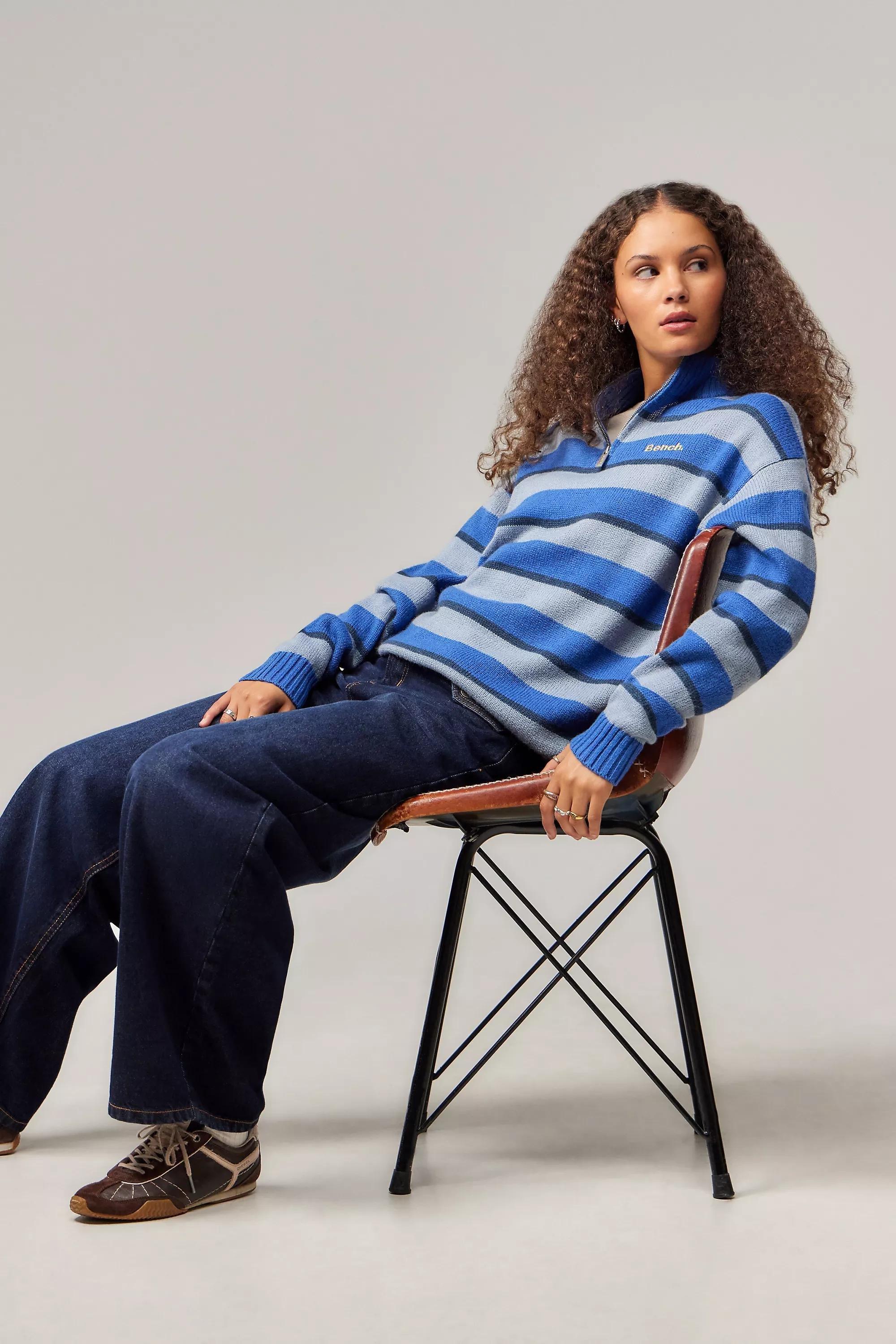 Navy Bench Uo Exclusive Mikina Half-Zip Knit, , large image number 3