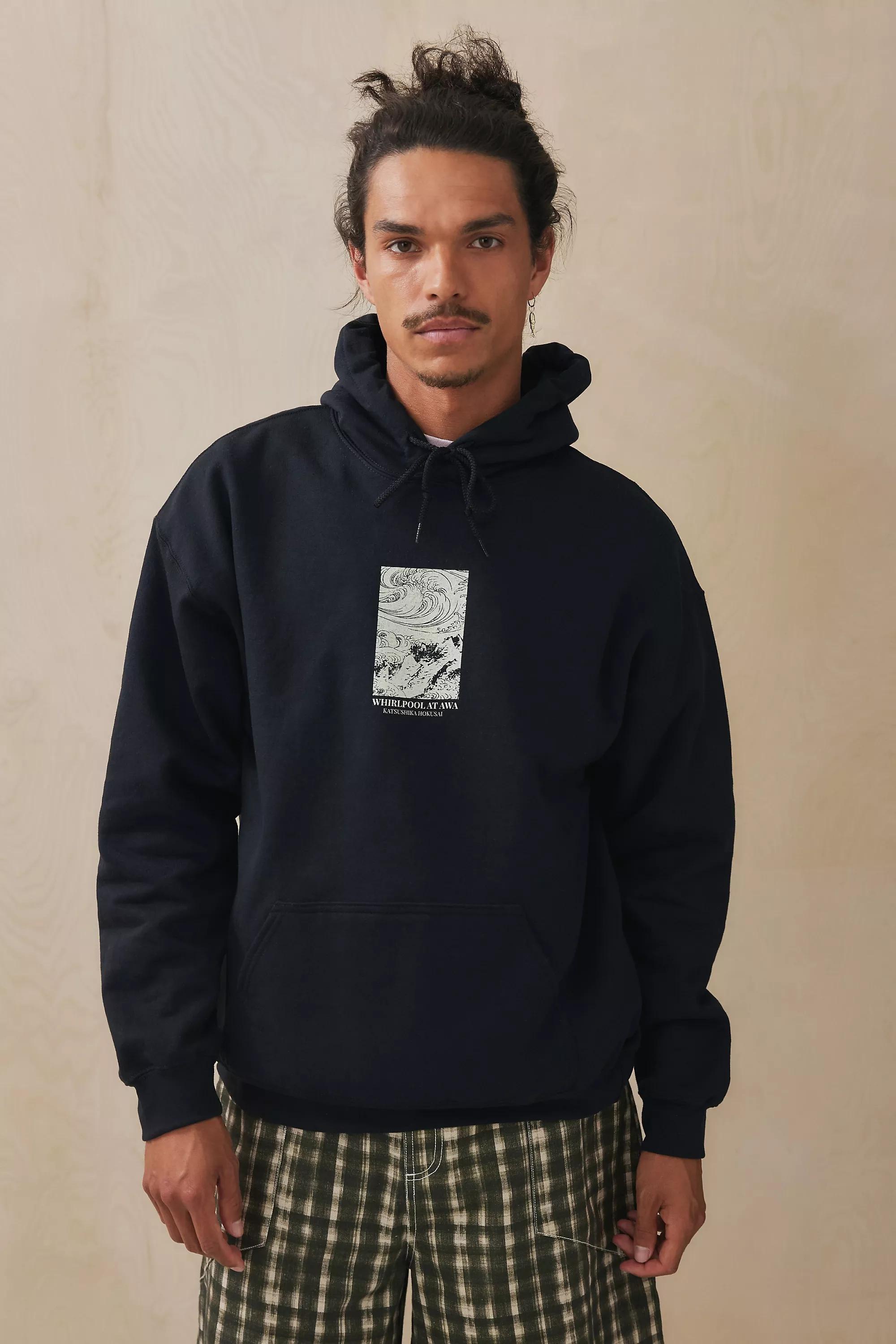 Black Uo Hokusai Whirlpool Hoodie, , large image number 1