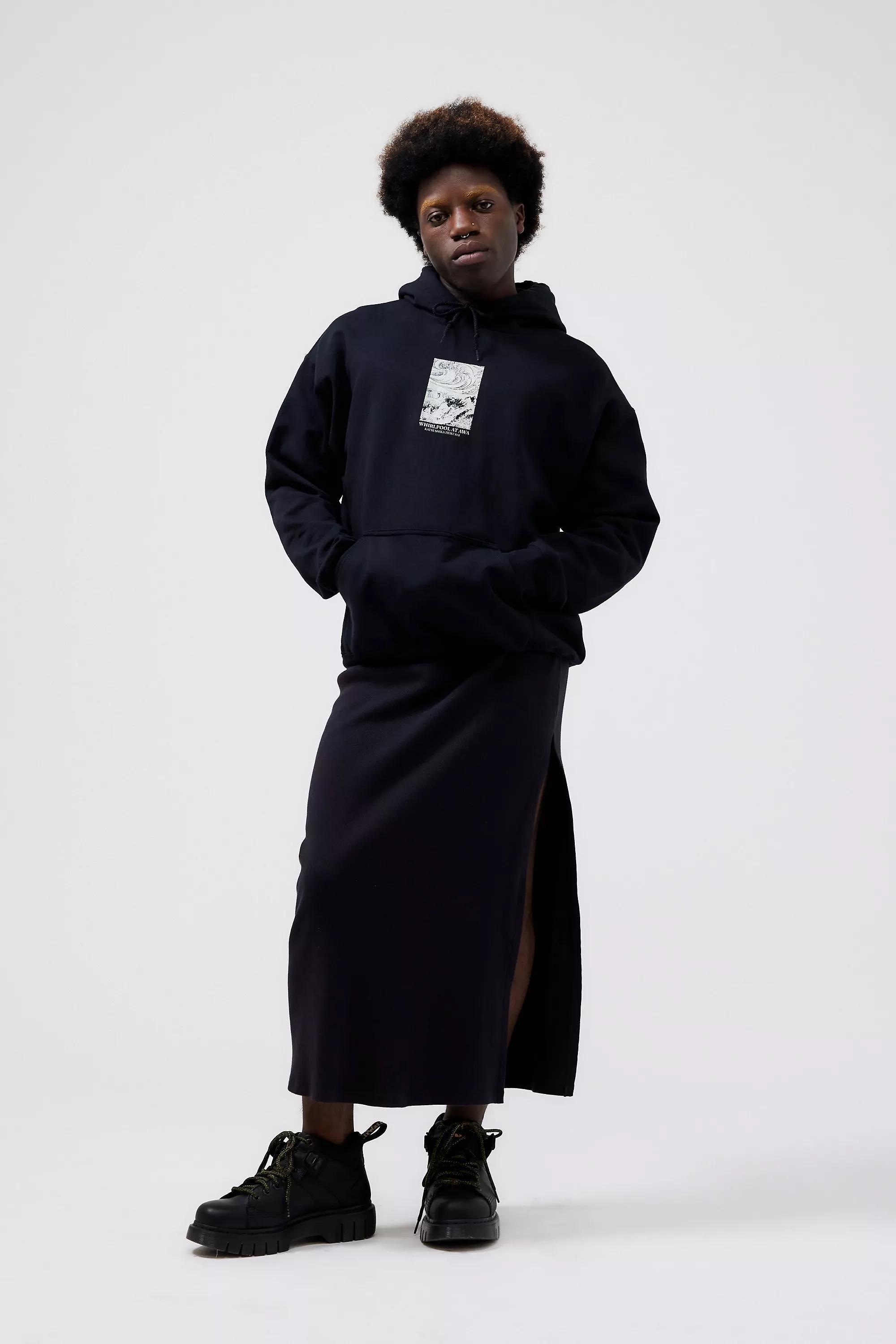 Black Uo Hokusai Whirlpool Hoodie, , large image number 4