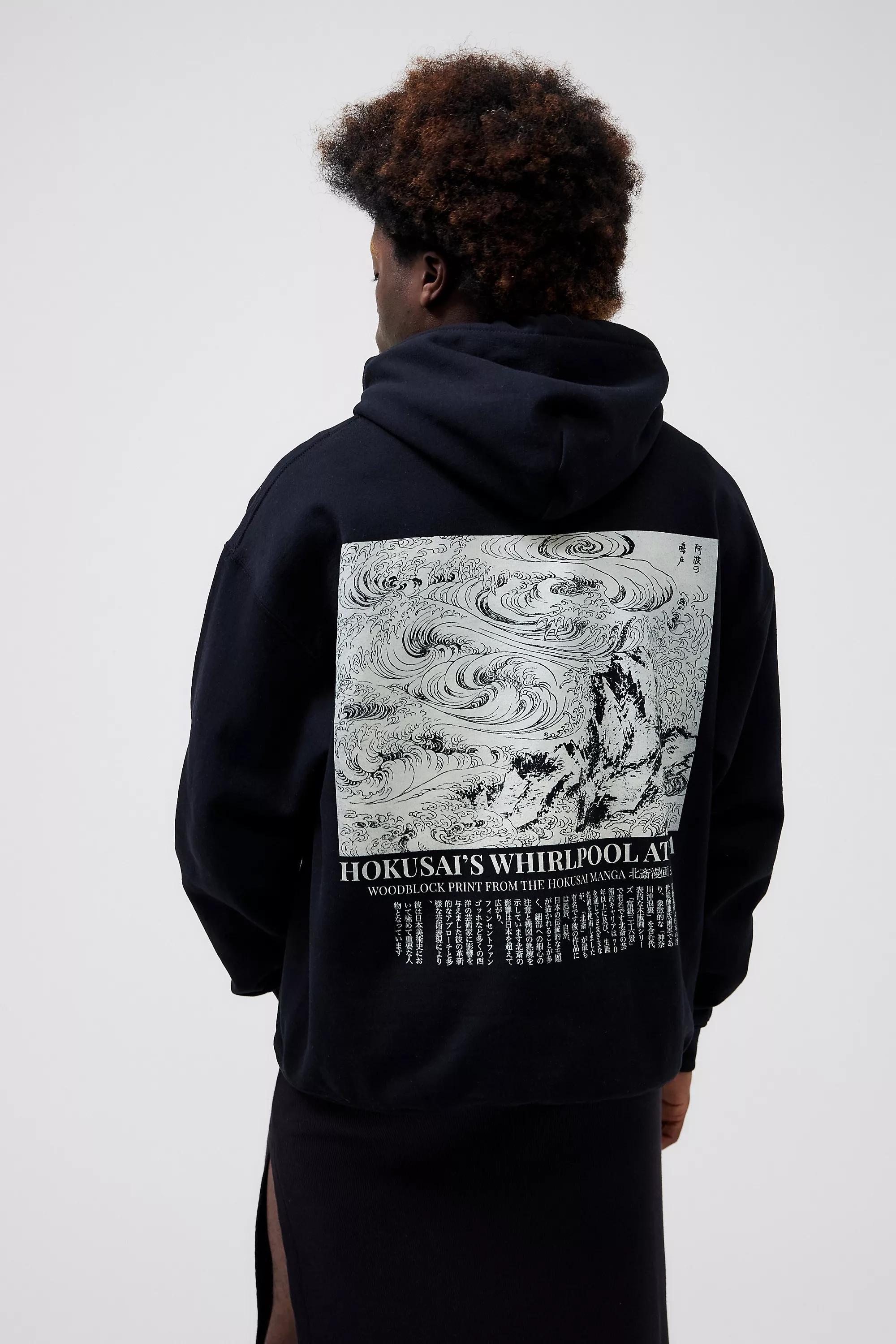 Black Uo Hokusai Whirlpool Hoodie, , large image number 5