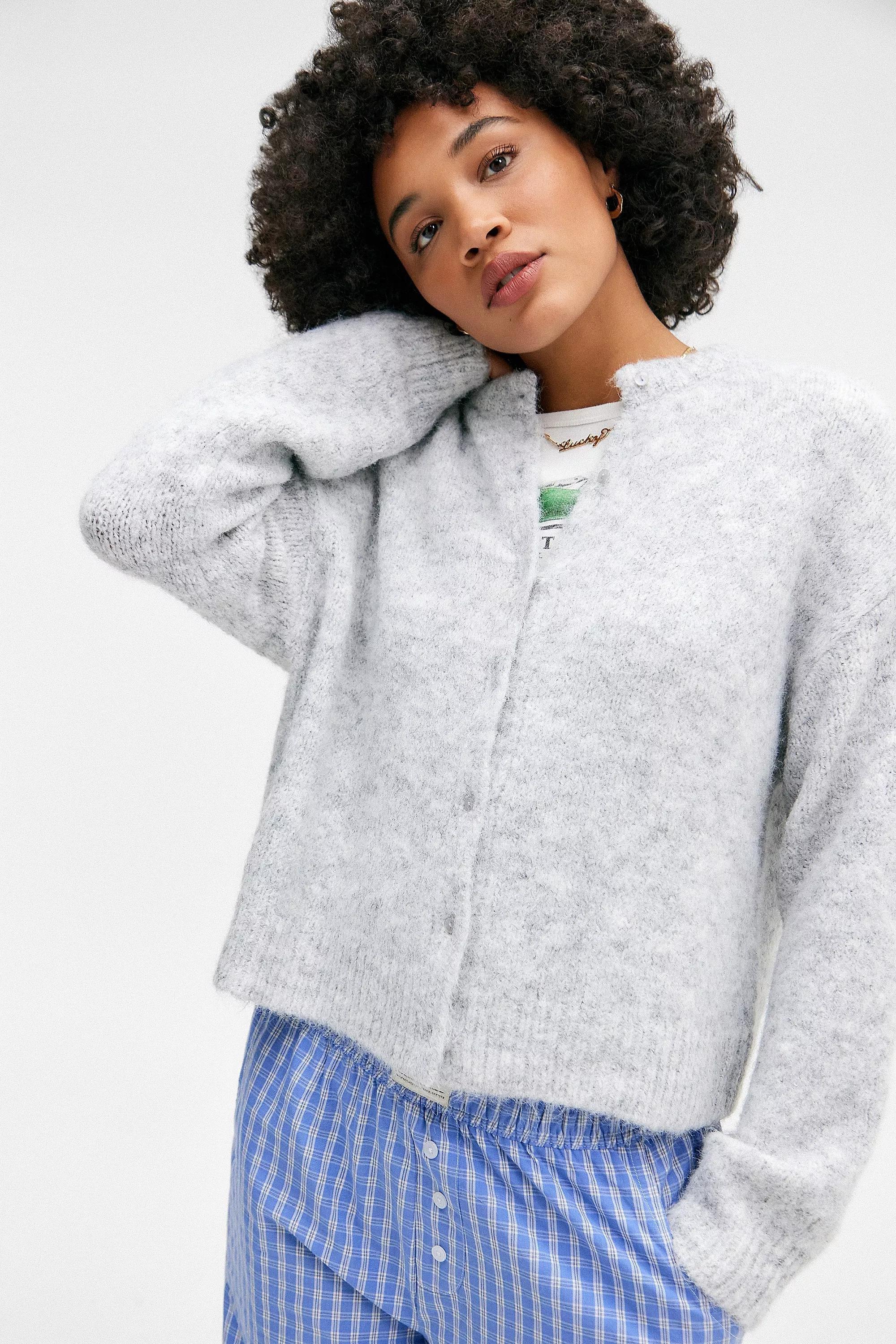 Grey Uo Dakota Knit Cardigan, GREY, large image number 1