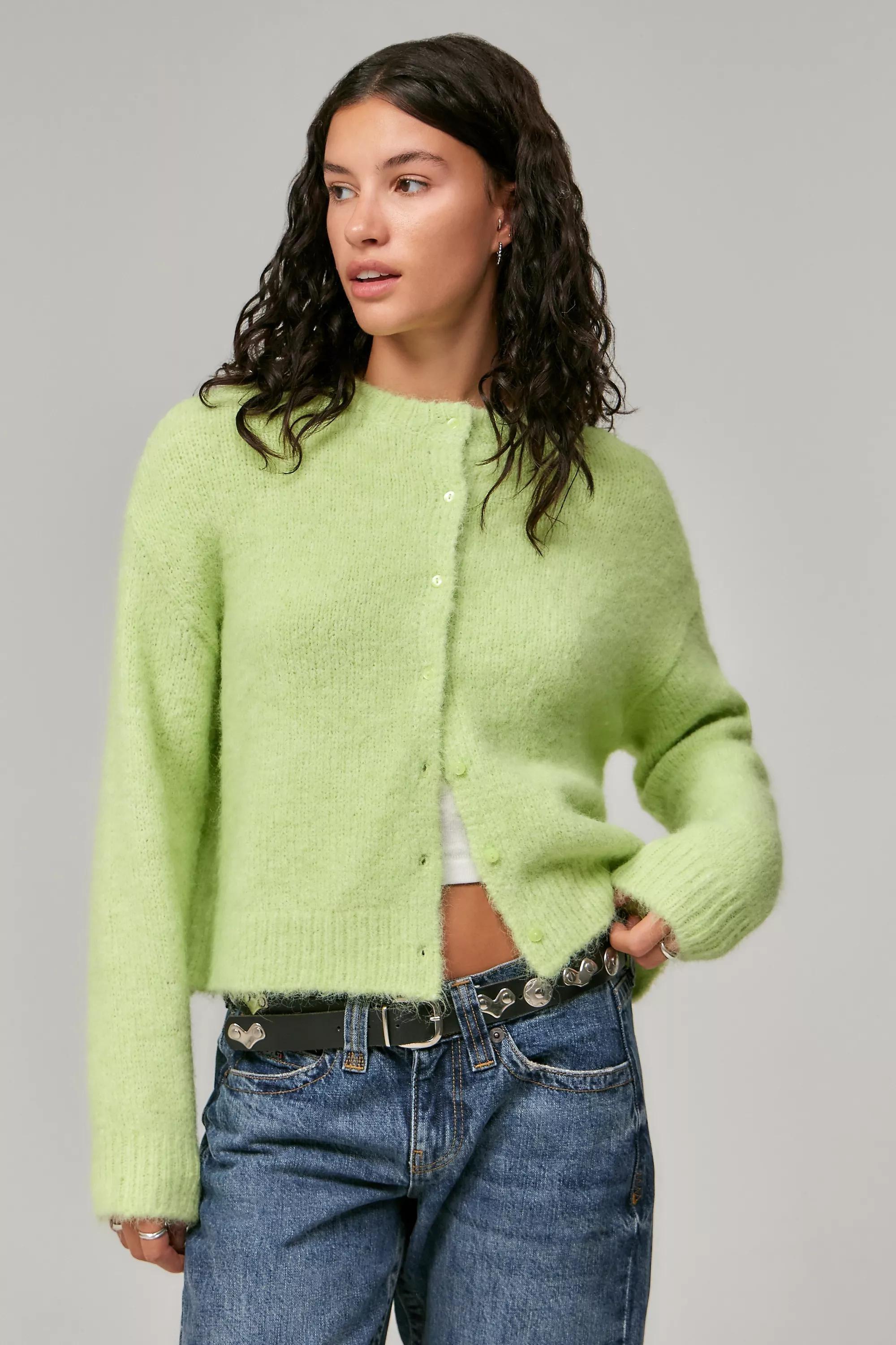 Green Uo Dakota Knit Cardigan, , large image number 0