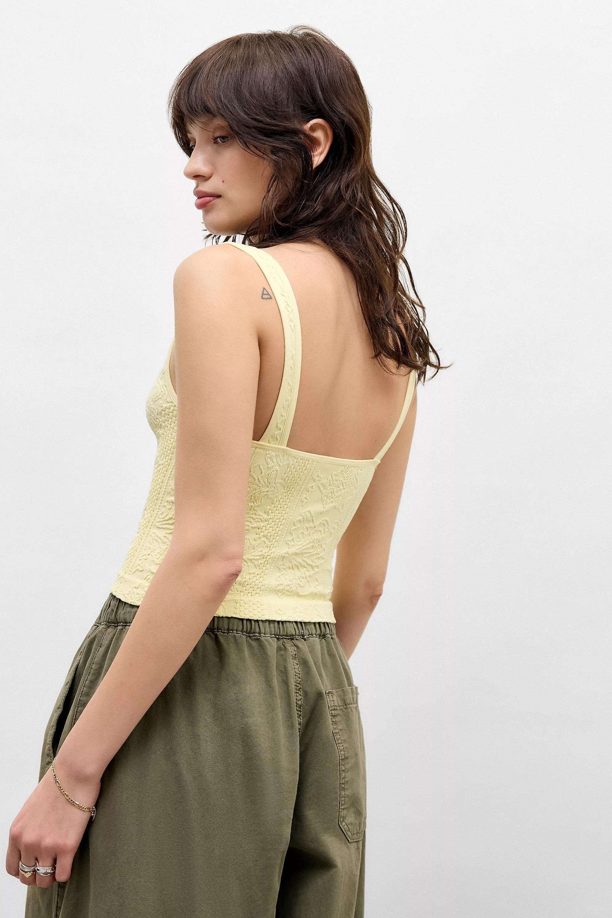Yellow Out From Under V-Neck Tapestry Tank Top, , large image number 3