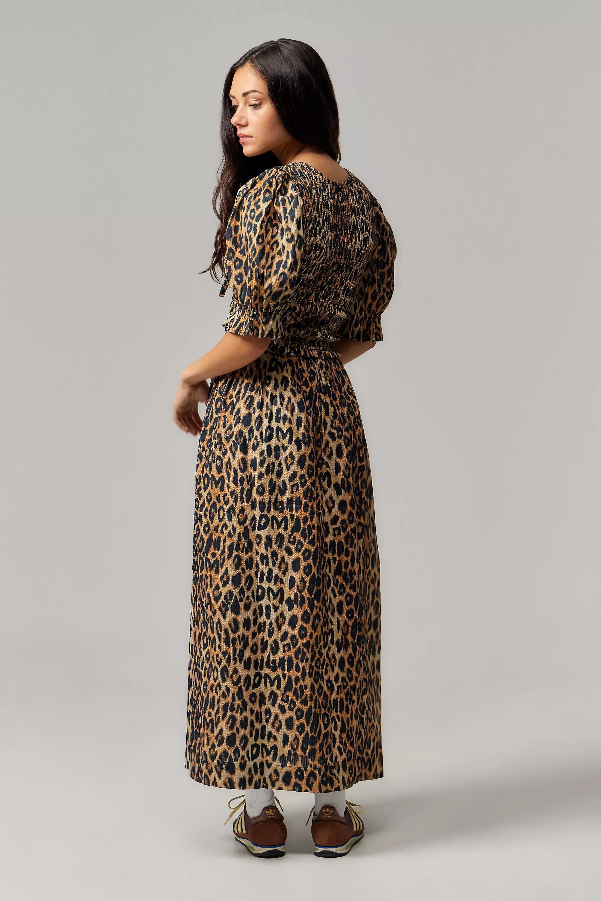 Multicolour Damson Madder Bluebelle Leopard Print Midi Dress, , large image number 3