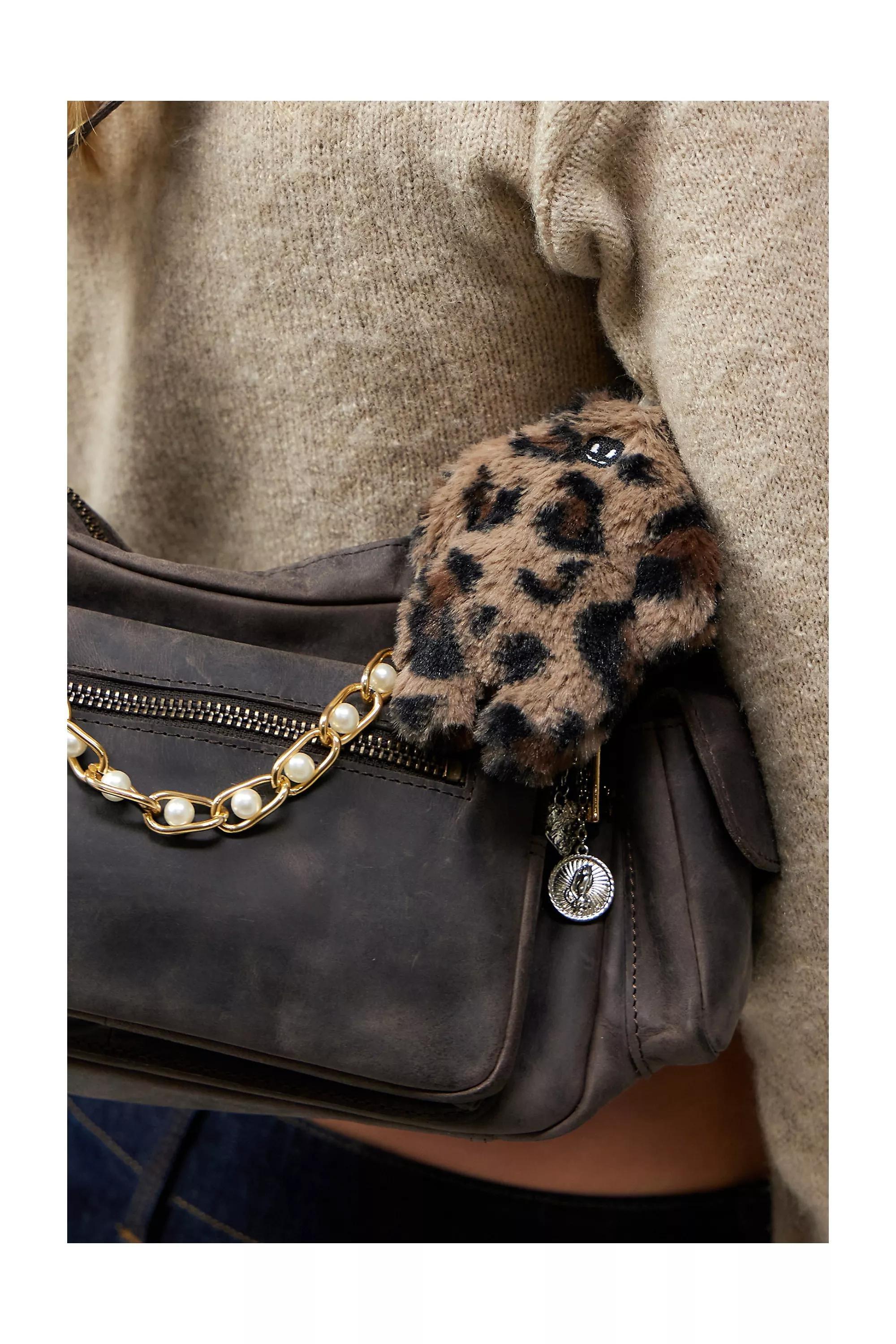 Brown Leopard Print Keyring, BRN, large image number 0
