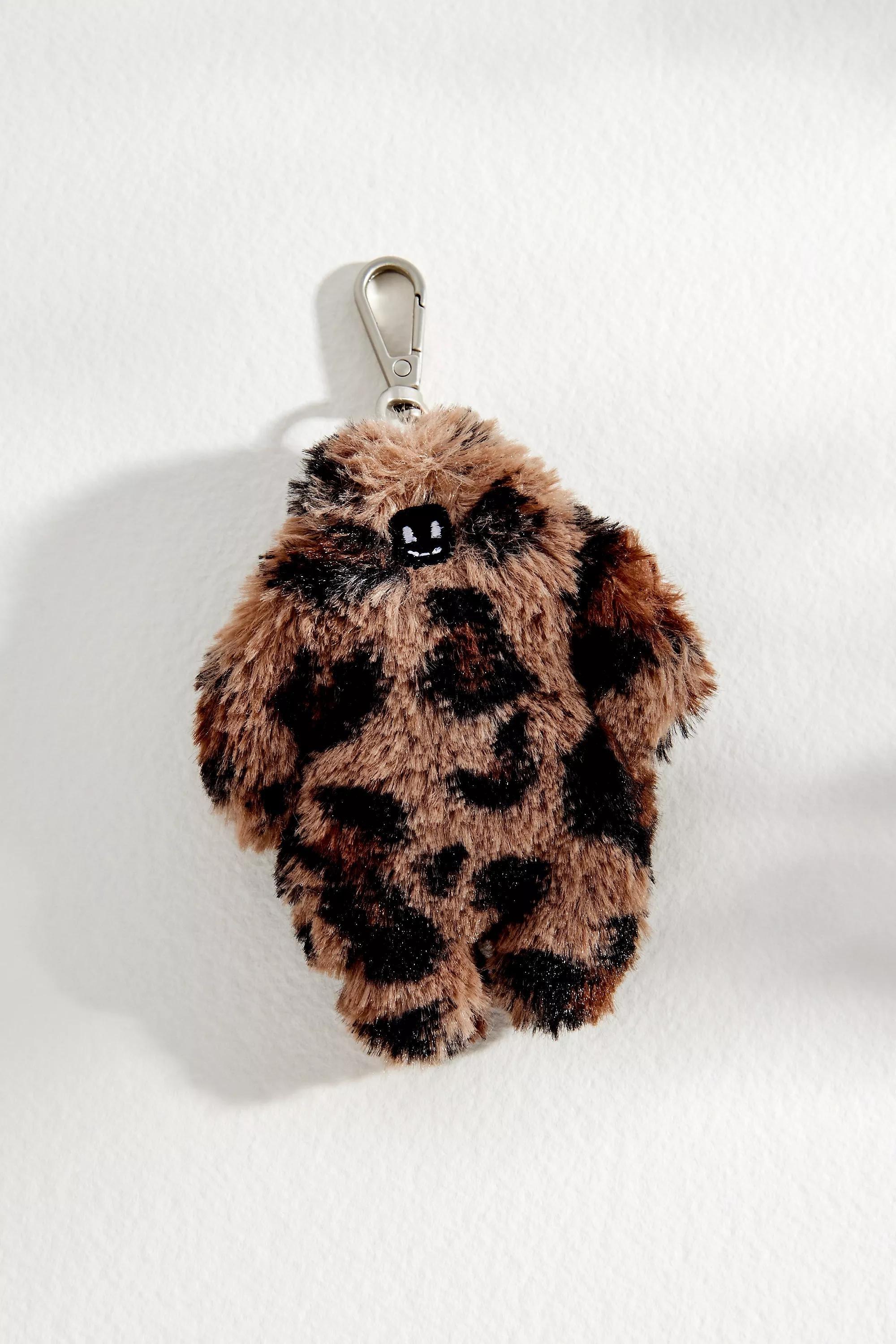 Brown Leopard Print Keyring, BRN, large image number 1
