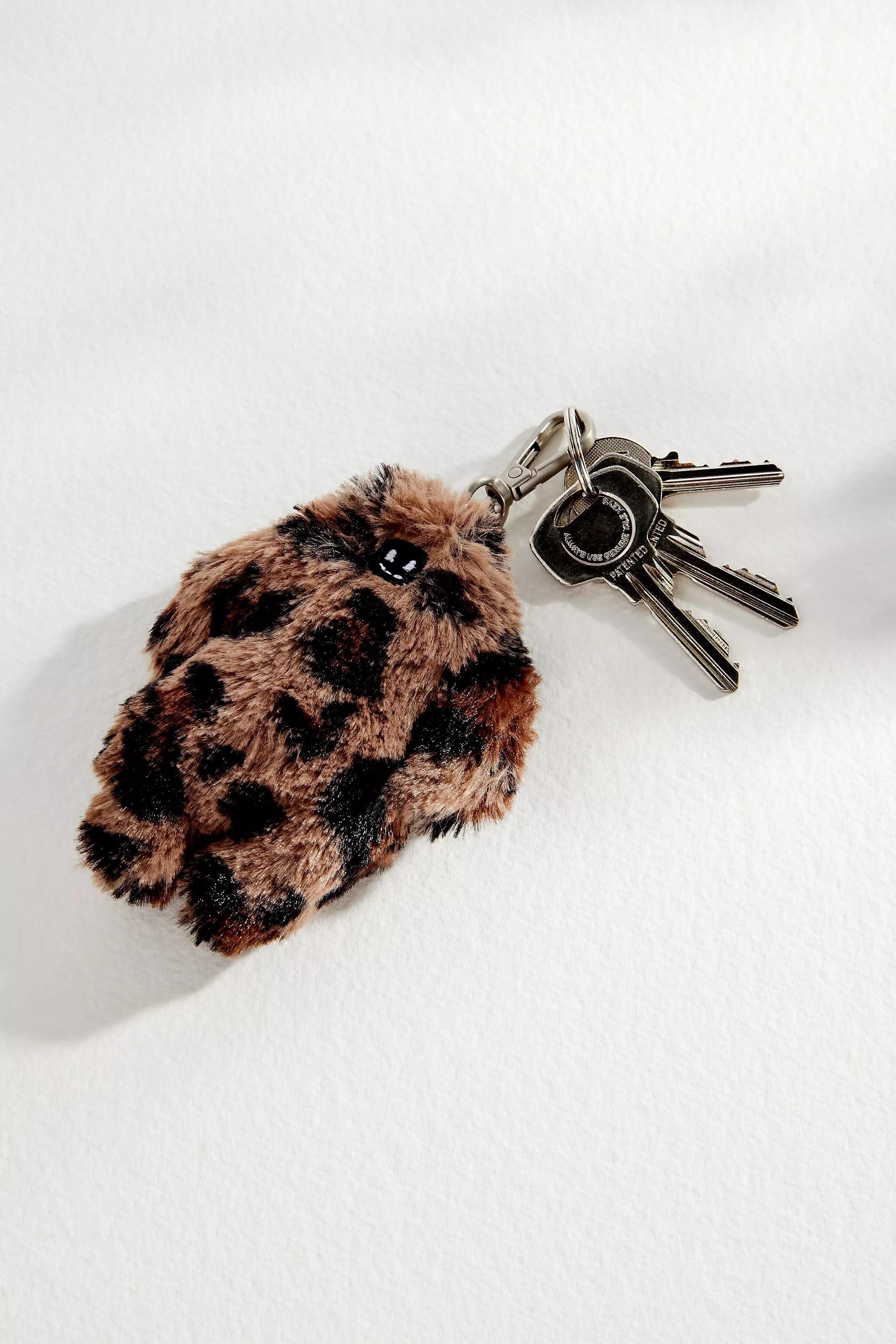 Brown Leopard Print Keyring, BRN, large image number 2