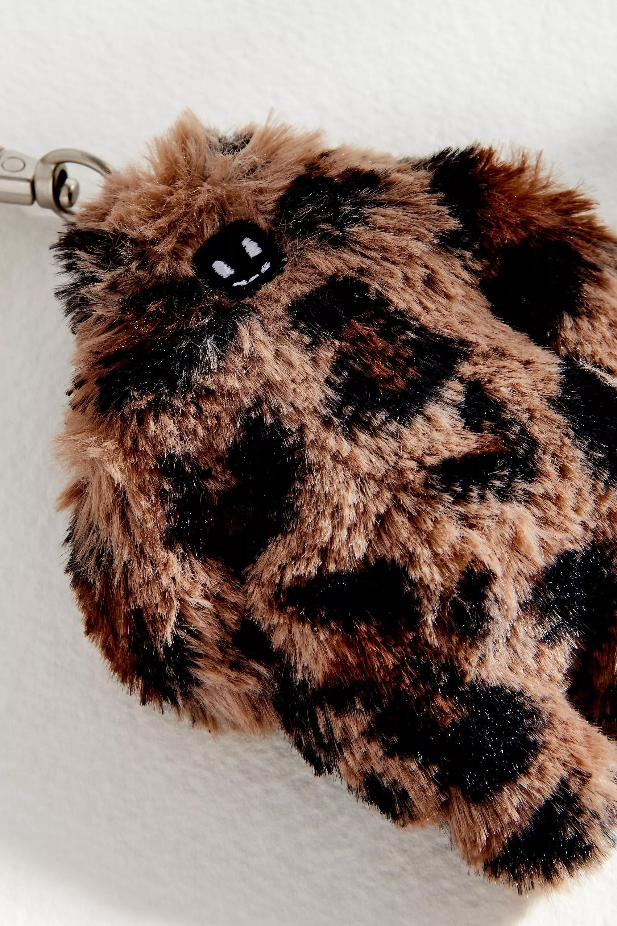 Brown Leopard Print Keyring, BRN, large image number 3