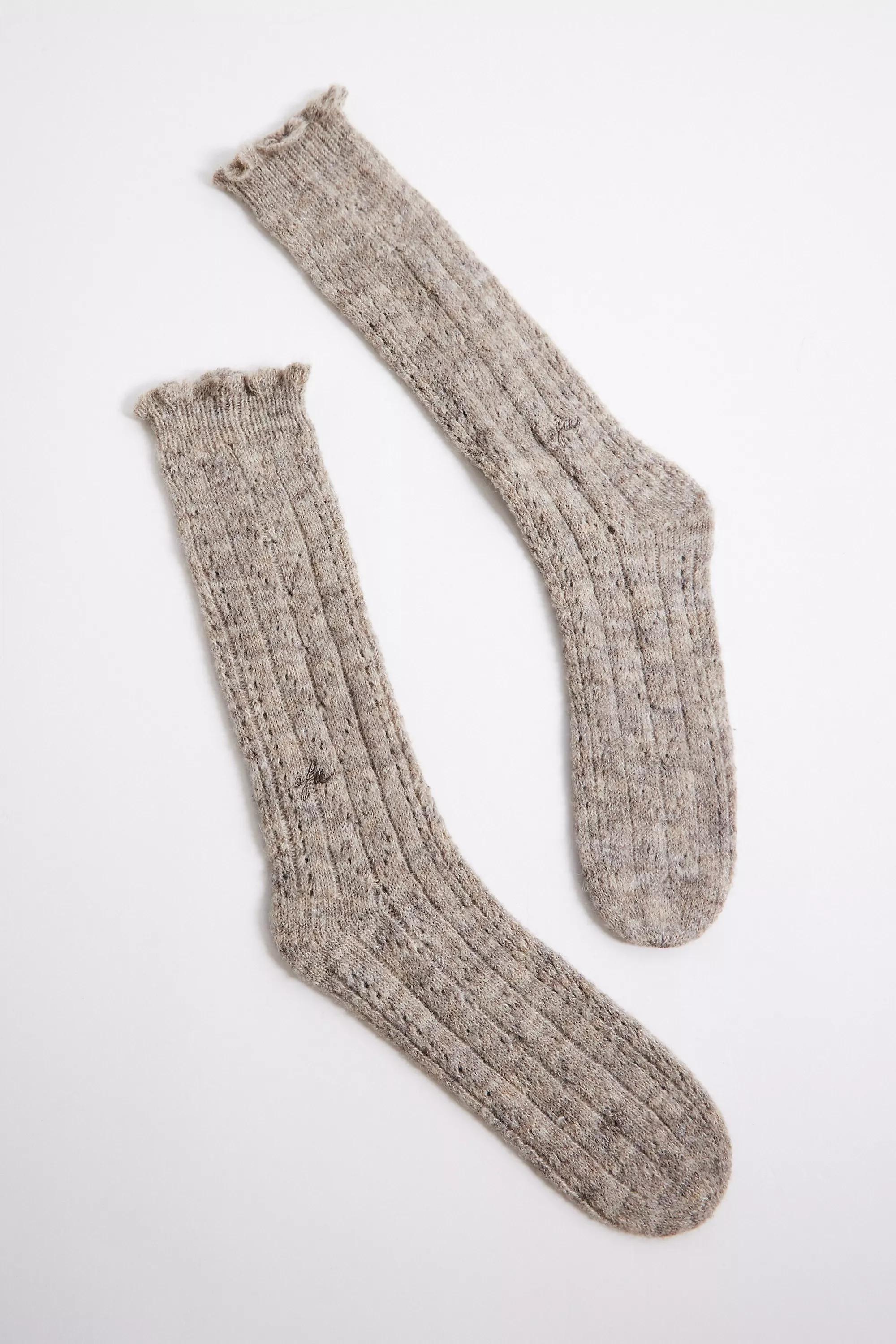 Brown Out From Under Pointelle Slouch Socks, BRN, large image number 1