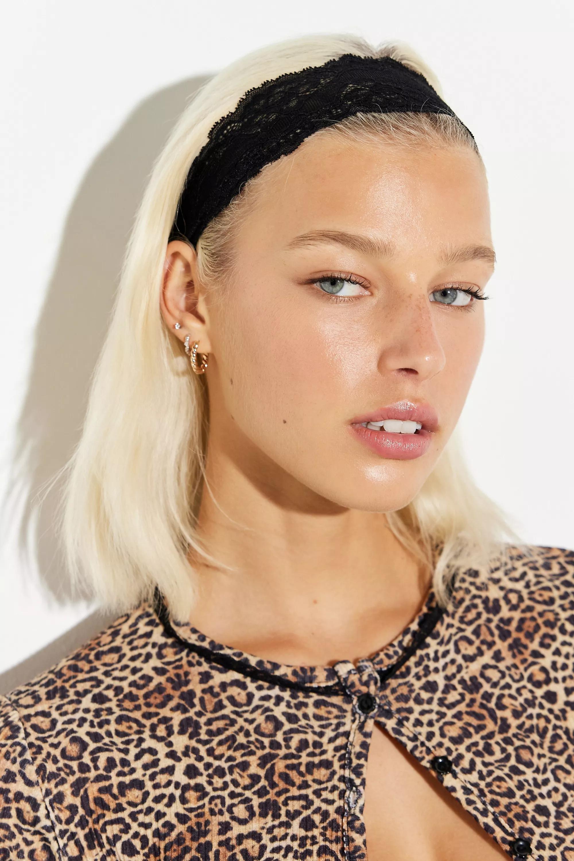 Black Lace Headband, BLK, large image number 0