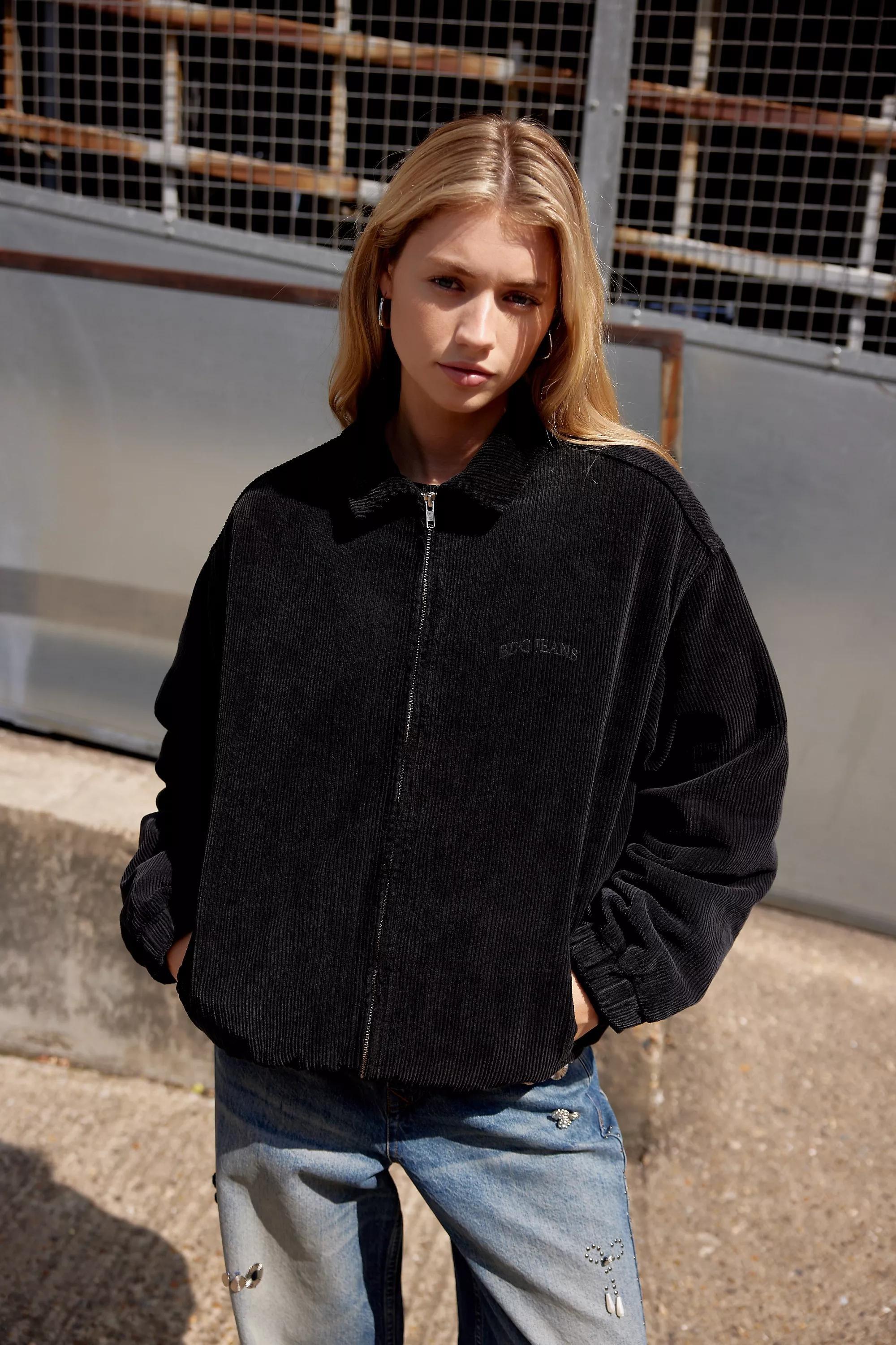 Black Bdg Corduroy Harrington Jacket, , large image number 0
