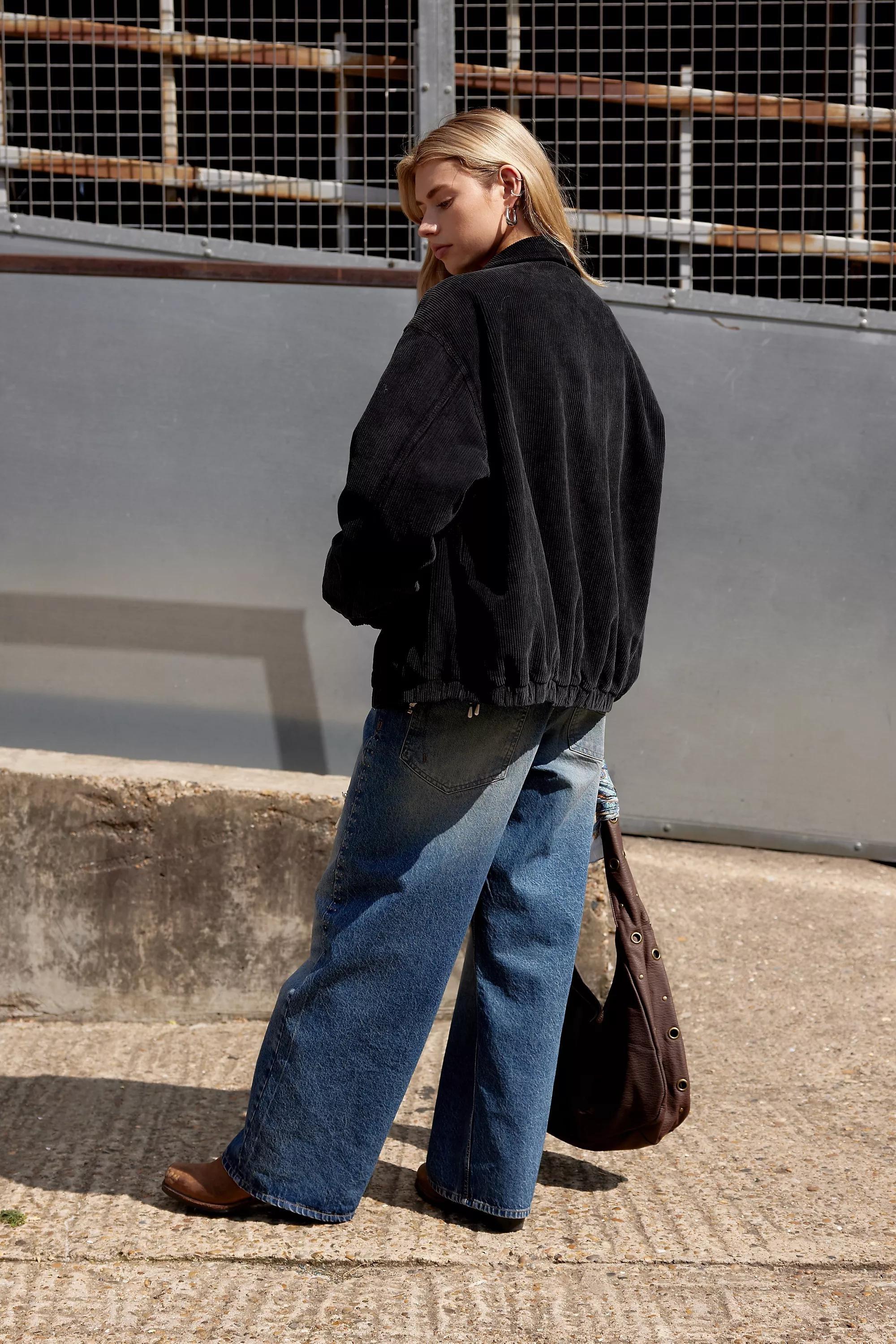 Black Bdg Corduroy Harrington Jacket, , large image number 3