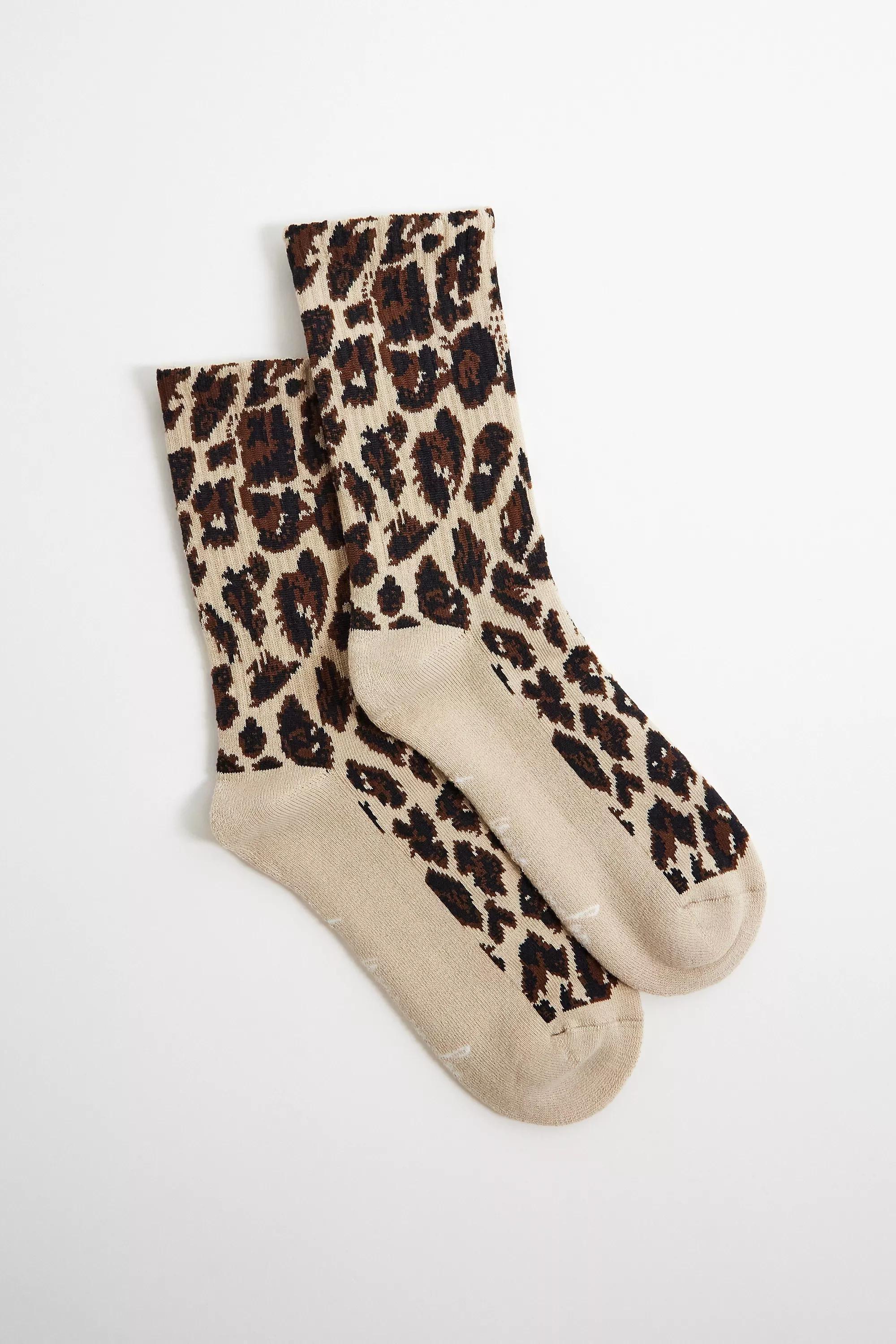 Multicolour Out From Under Leopard Print Socks, BRN, large image number 1