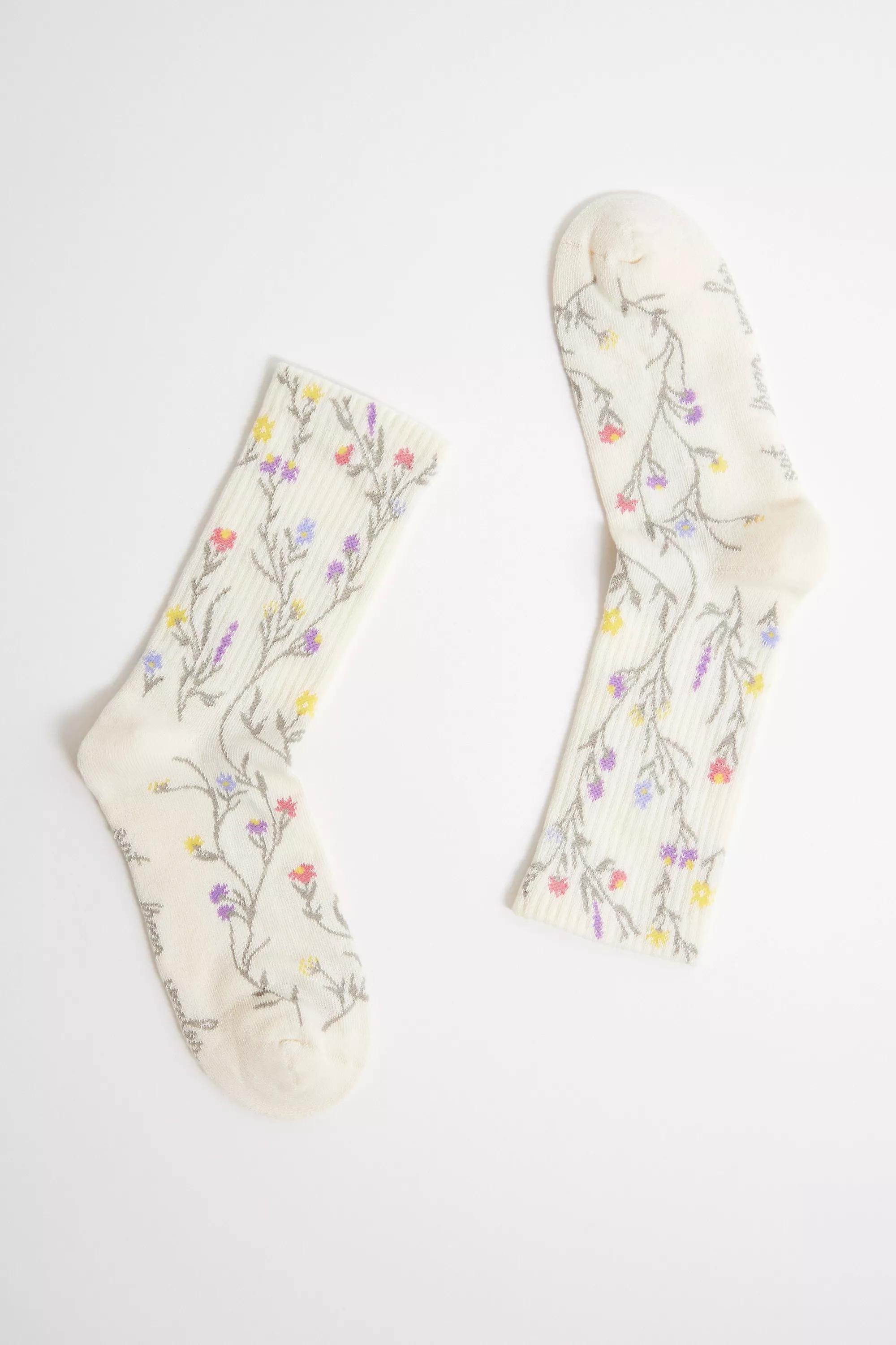 Cream Out From Under Floral Socks, IVRY, medium