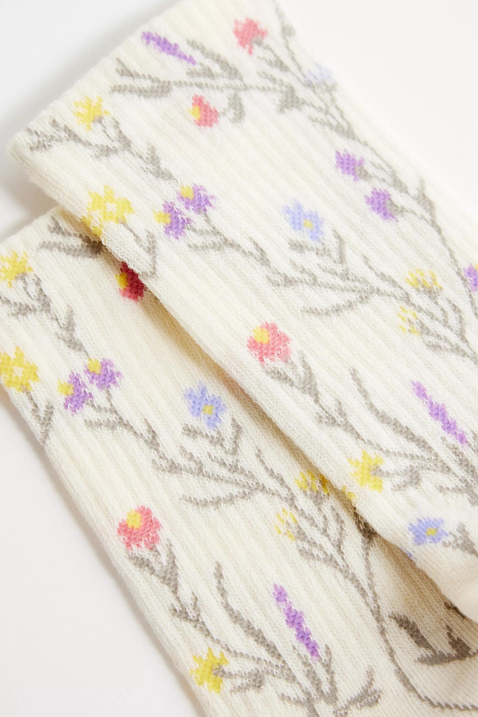 Cream Out From Under Floral Socks, IVRY, medium