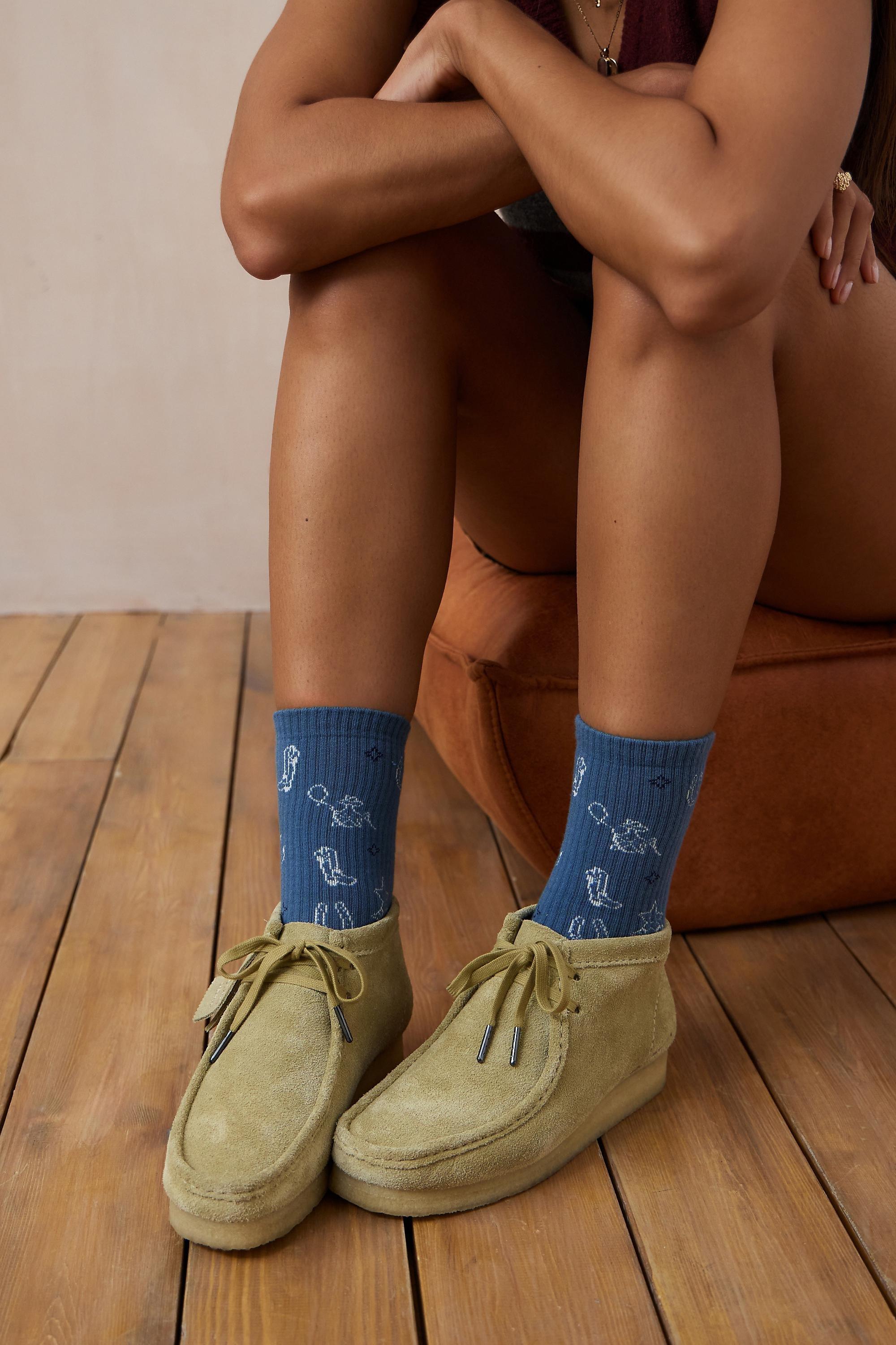 Blue Out From Under Cowboy Star Socks, BLUE, large image number 0