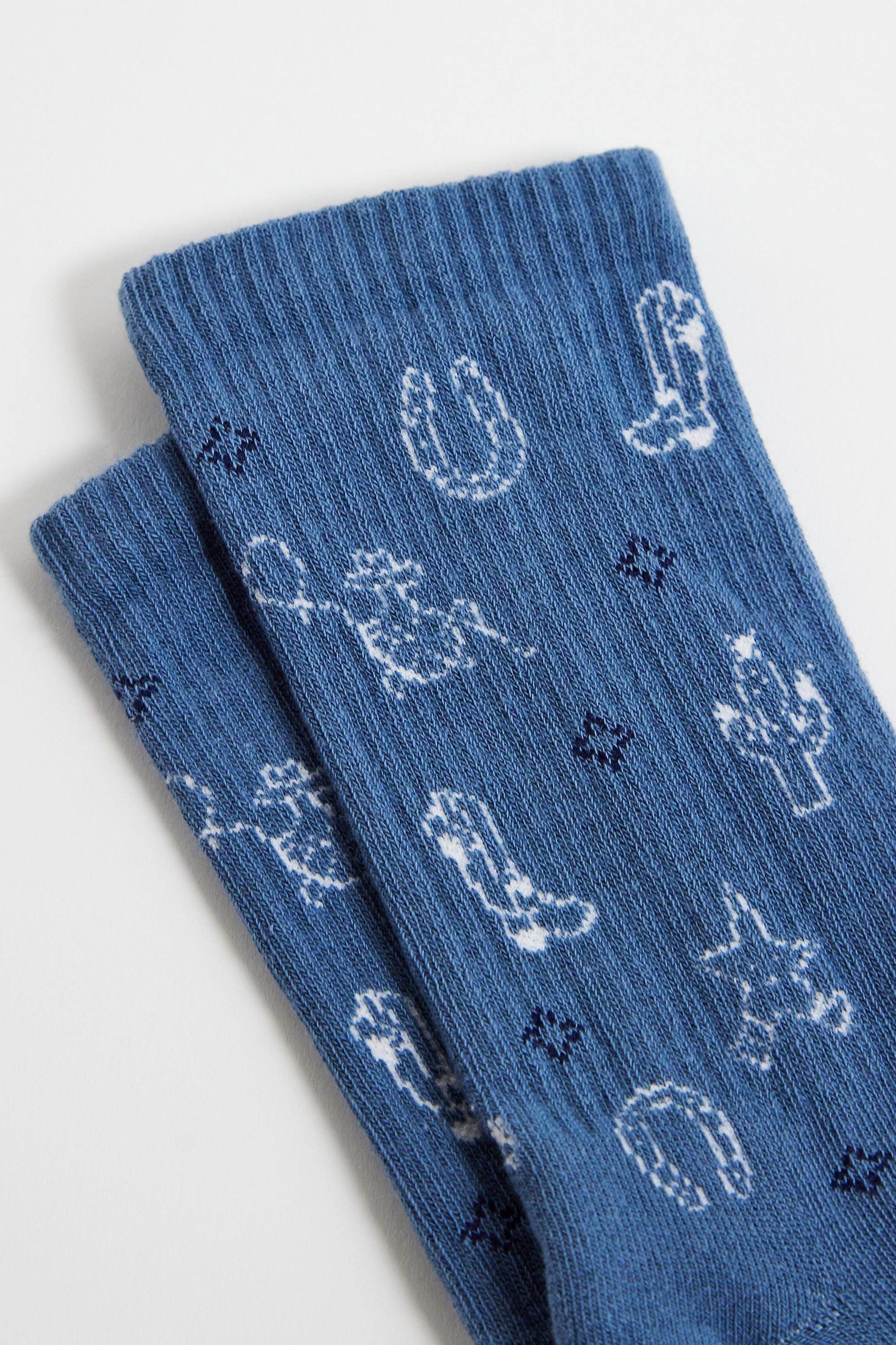 Blue Out From Under Cowboy Star Socks, BLUE, large image number 2