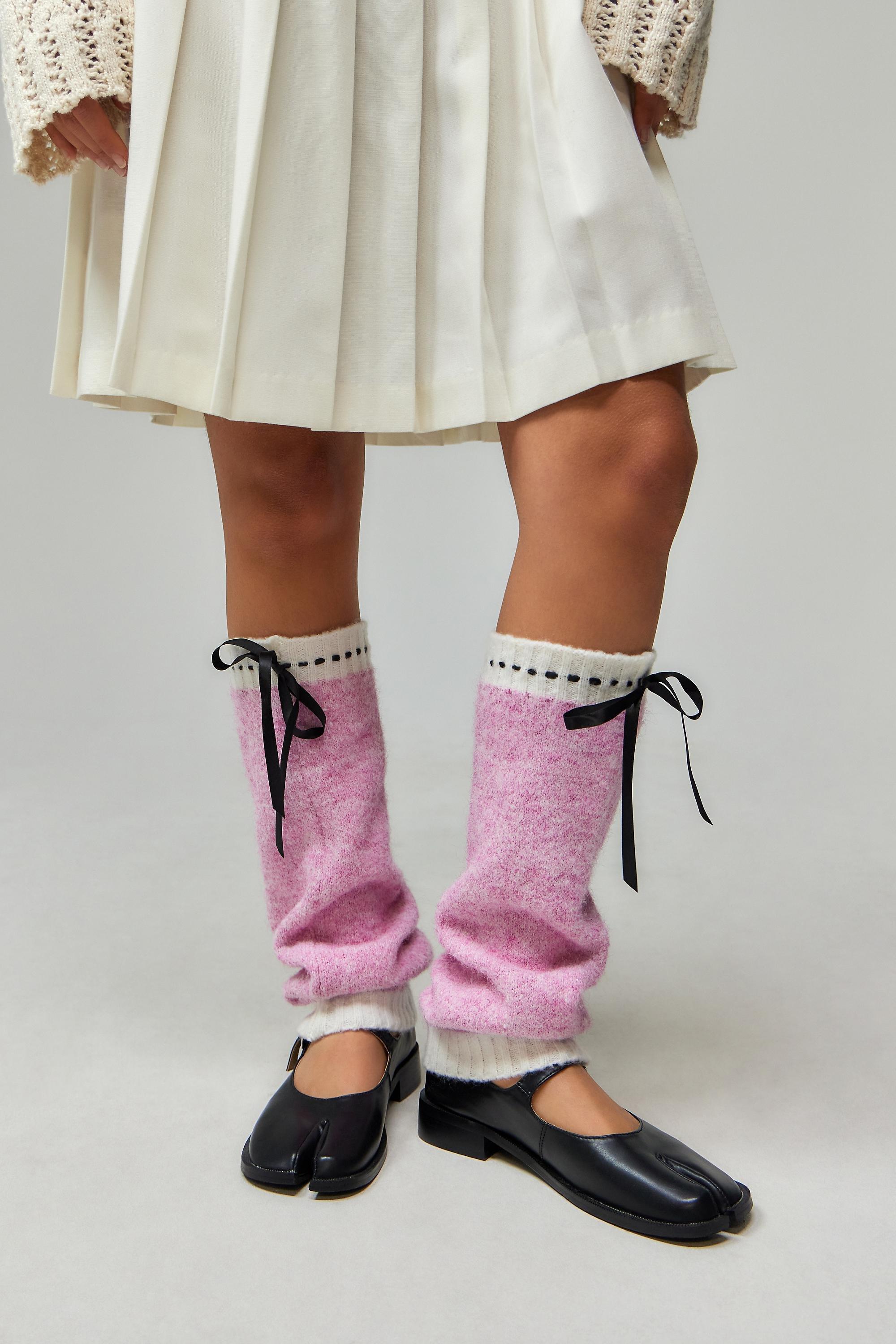 Pink Out From Under Fuzzy Pink Bow Leg Warmers, PINK, large image number 0