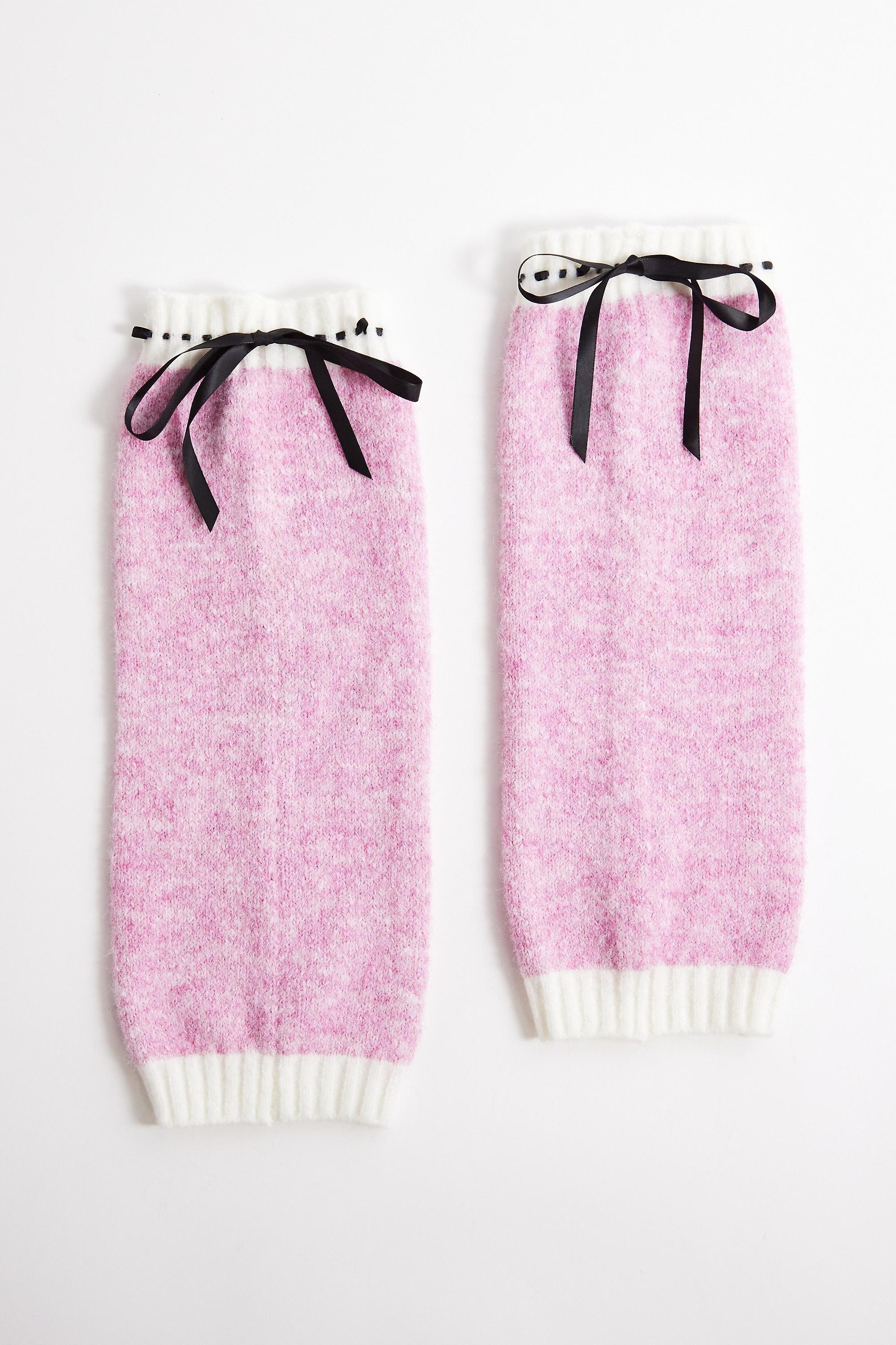 Pink Out From Under Fuzzy Pink Bow Leg Warmers, PINK, large image number 1