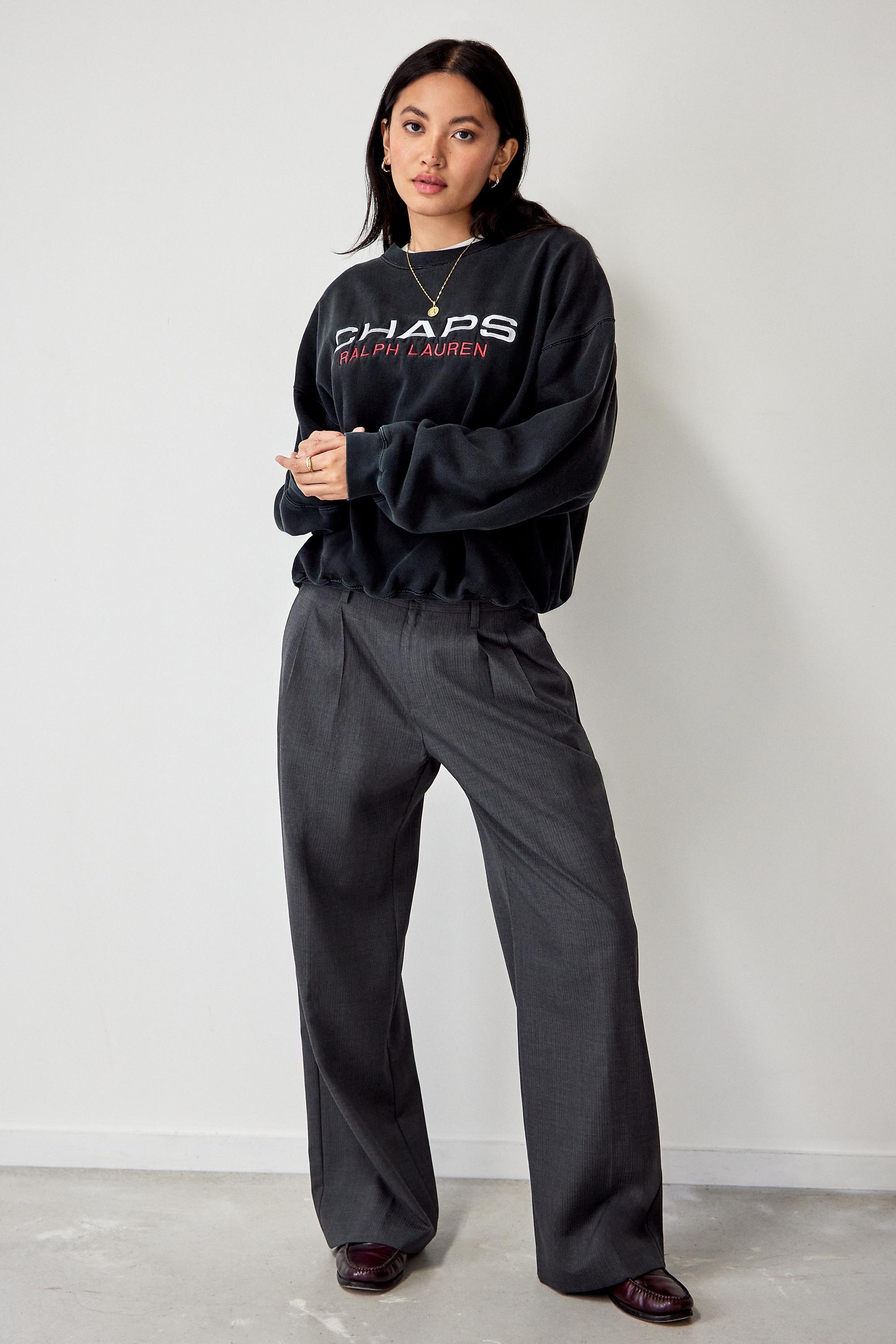 Grey Urban Renewal Made From Remnants Pinstripe Ash Wide Leg Trousers, , large image number 0