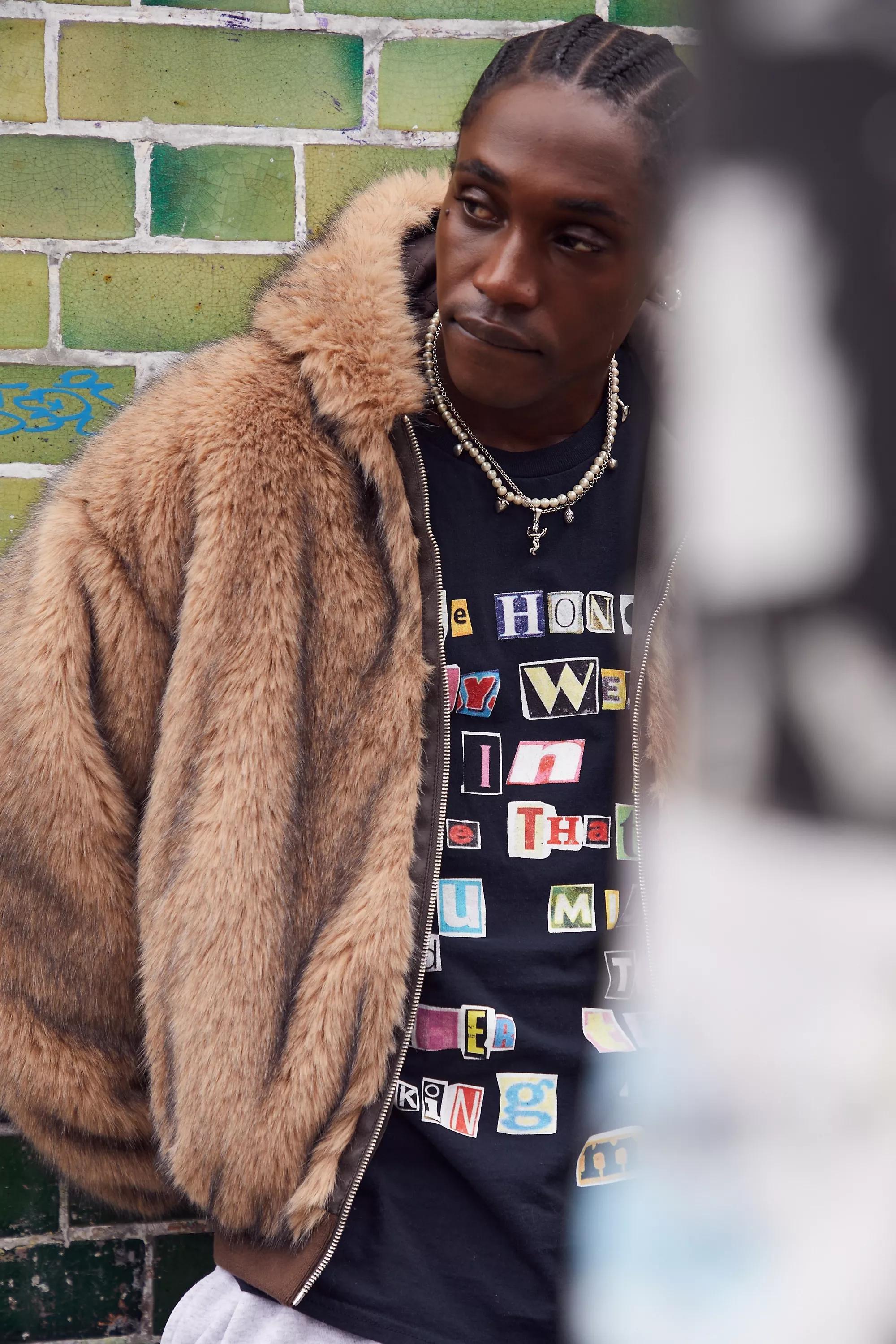 Brown Bdg Silvio Faux Fur Hoodie, , large image number 3