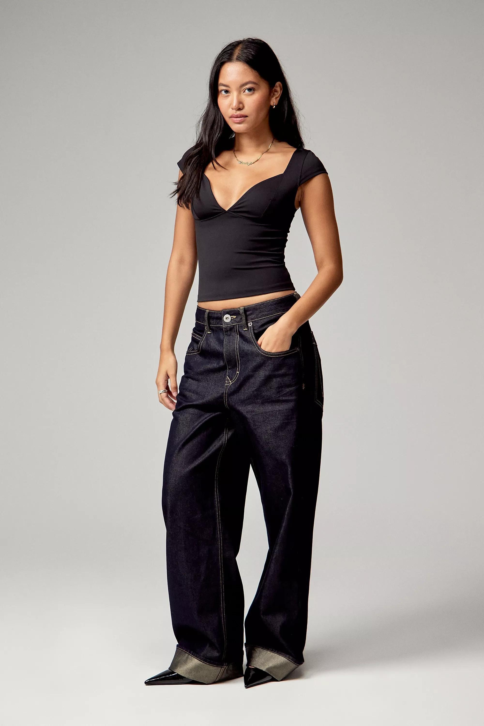 Black Cap Sleeve Top, , large image number 2