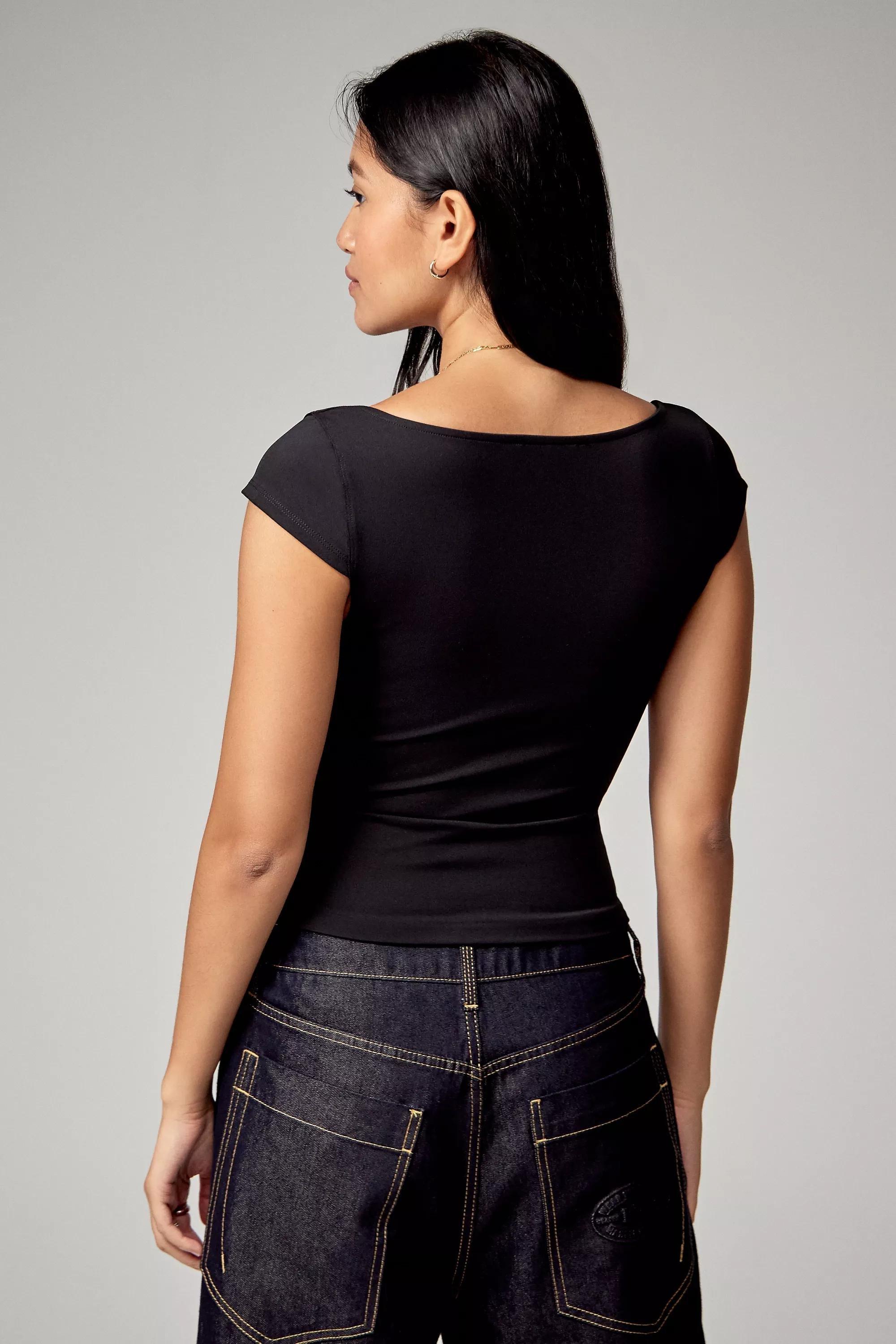 Black Cap Sleeve Top, , large image number 3
