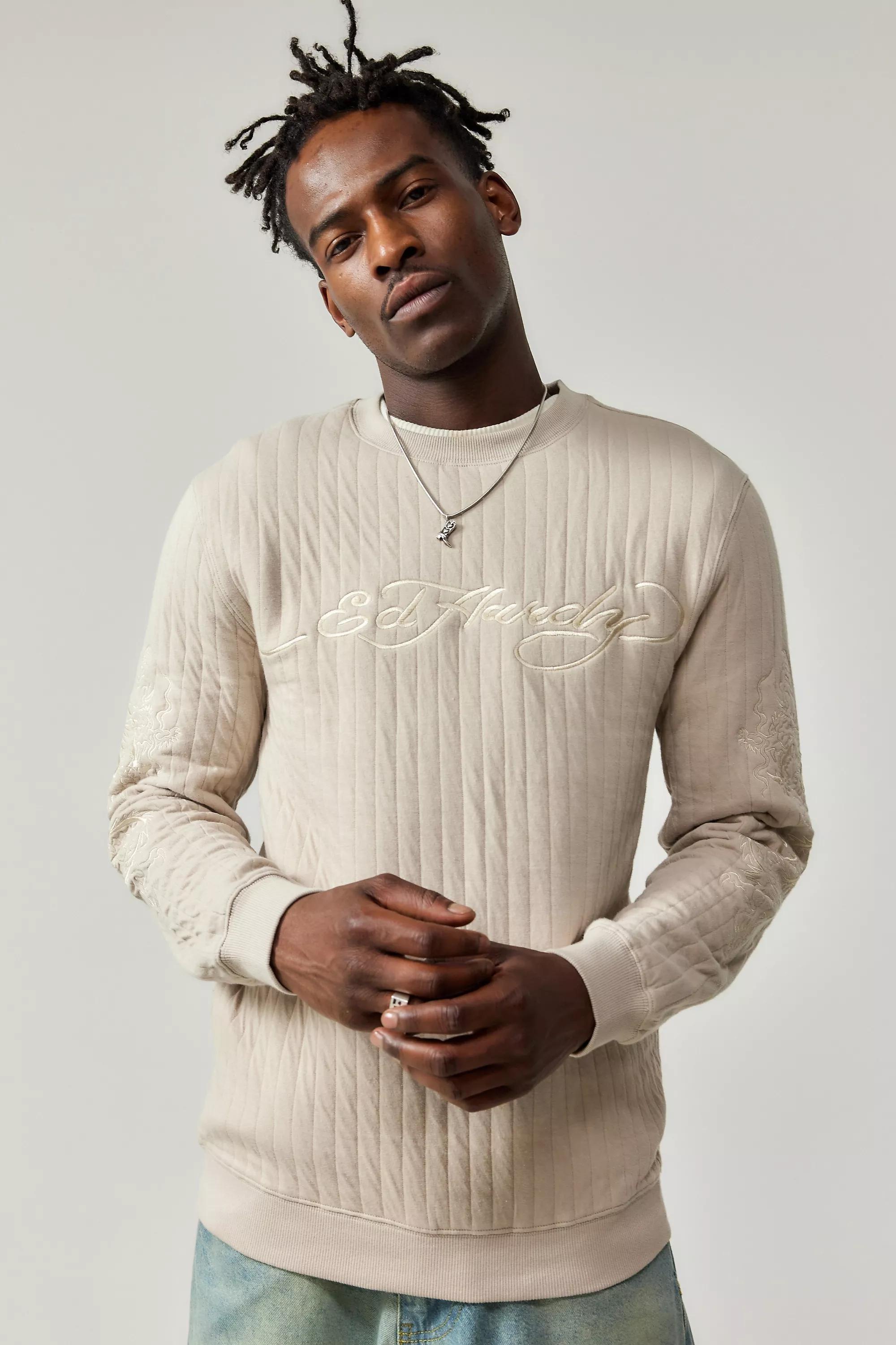 Ivory Ed Hardy Ribbed Printed Sweatshirt, , large image number 0