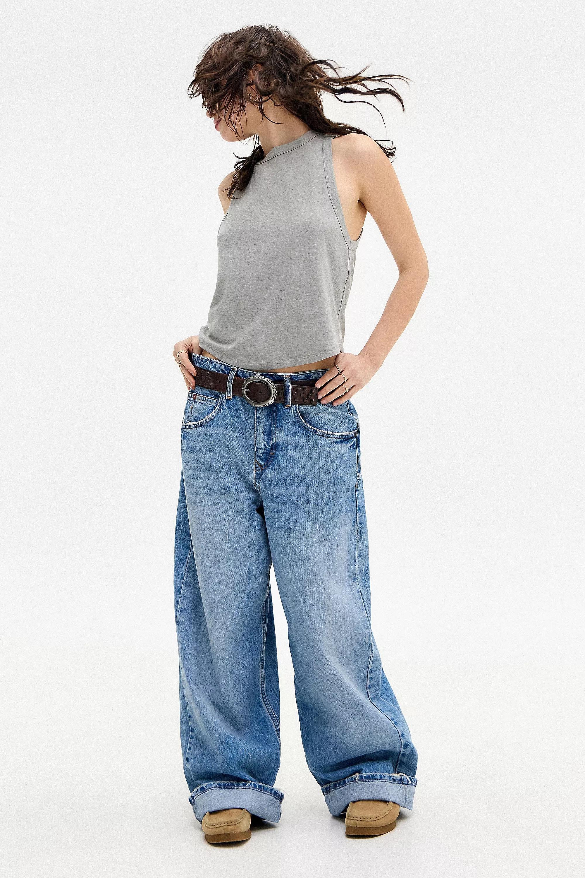 Blue Vintage Denim Baggy Smokey Jeans, VINTAGE DENIM MEDIUM, large image number 1