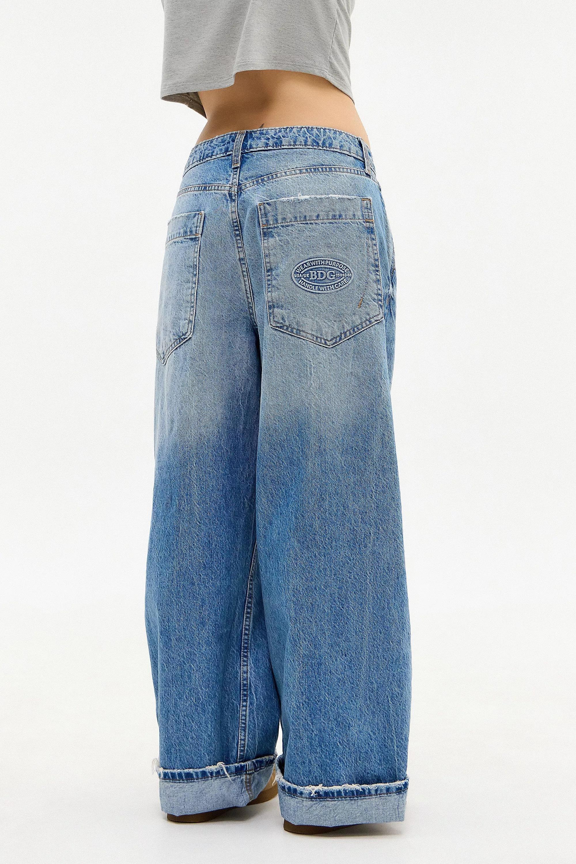 Blue Vintage Denim Baggy Smokey Jeans, VINTAGE DENIM MEDIUM, large image number 3
