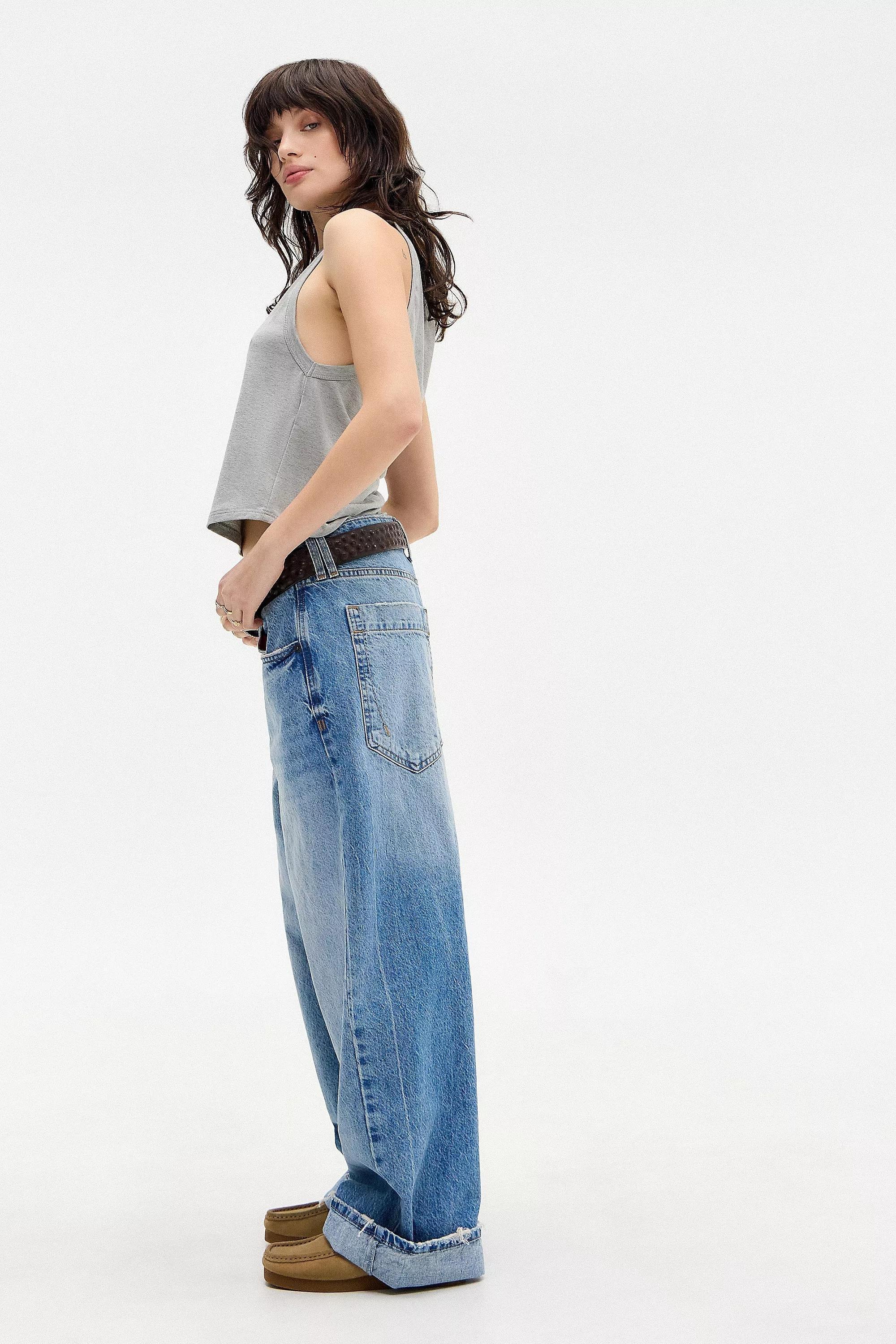 Blue Vintage Denim Baggy Smokey Jeans, VINTAGE DENIM MEDIUM, large image number 4