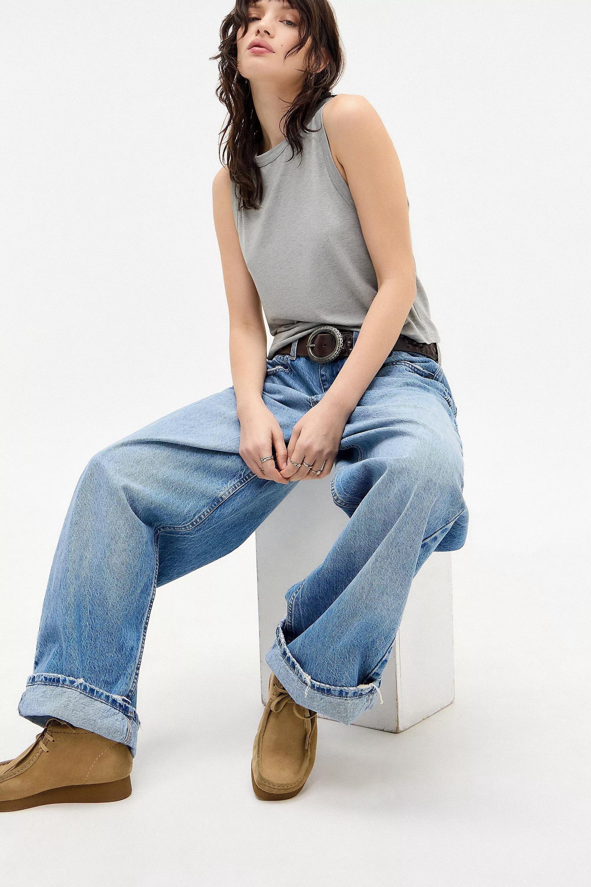 Blue Vintage Denim Baggy Smokey Jeans, VINTAGE DENIM MEDIUM, large image number 5