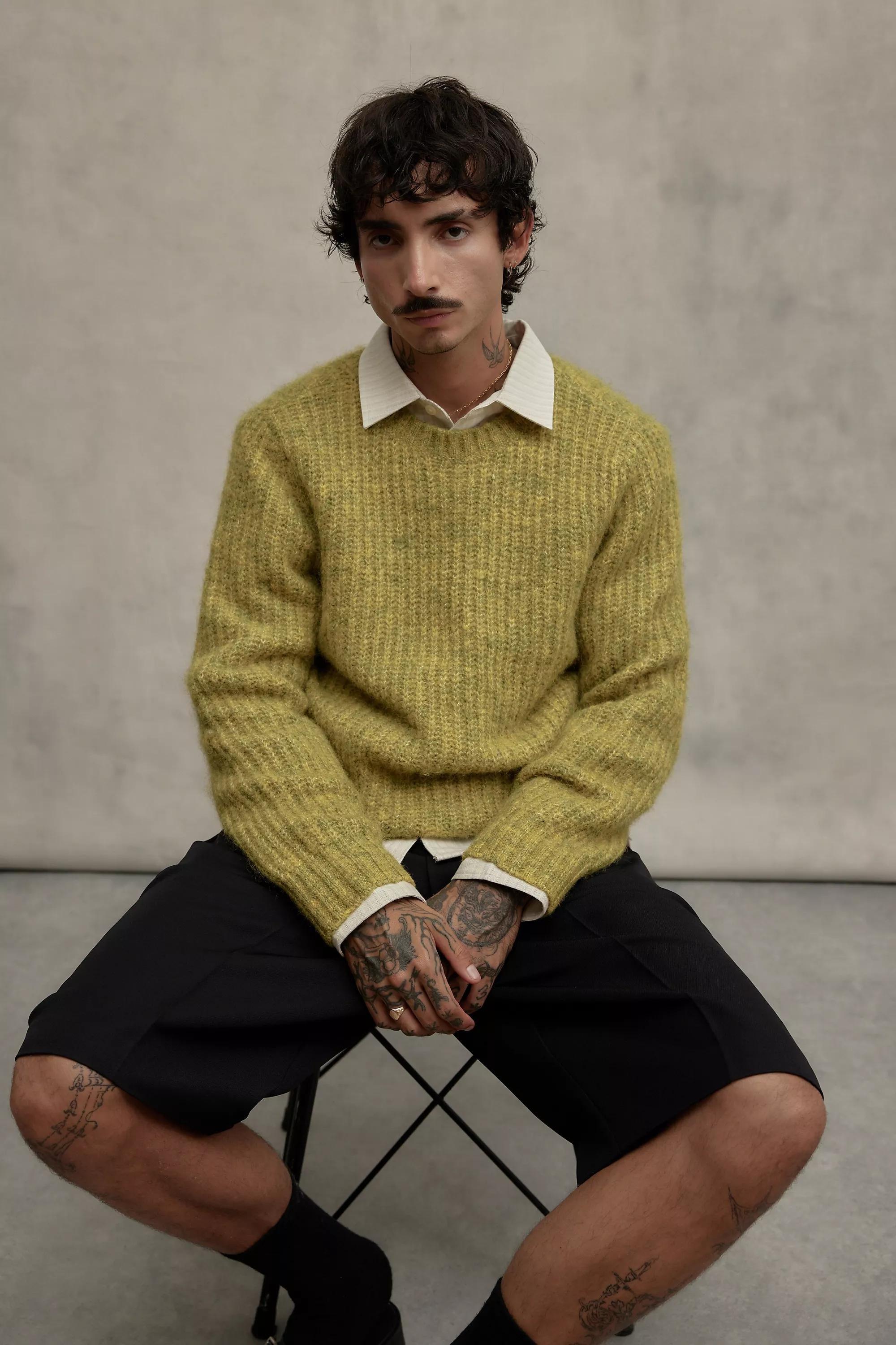 Yellow Loom Ribbed Fluffy Jumper, , large image number 1