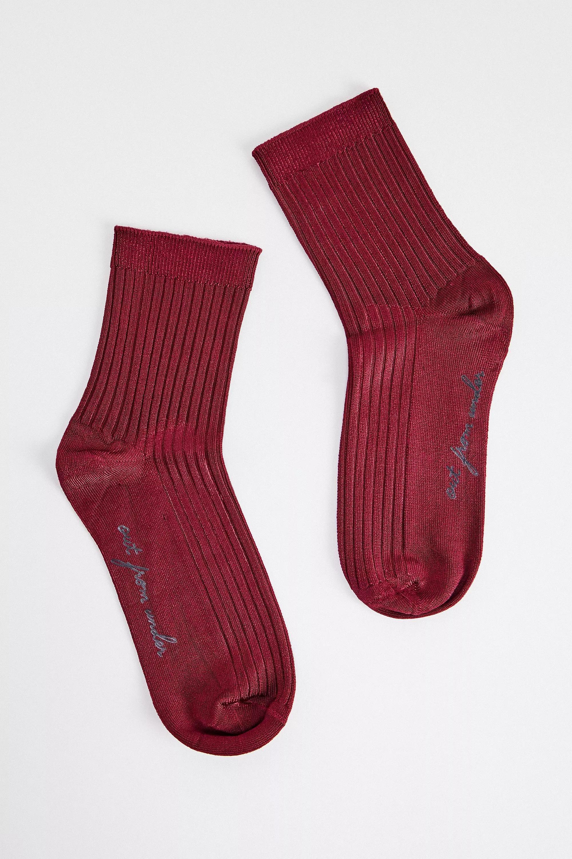 Red Out From Under Viscose Socks, WINE, large image number 2