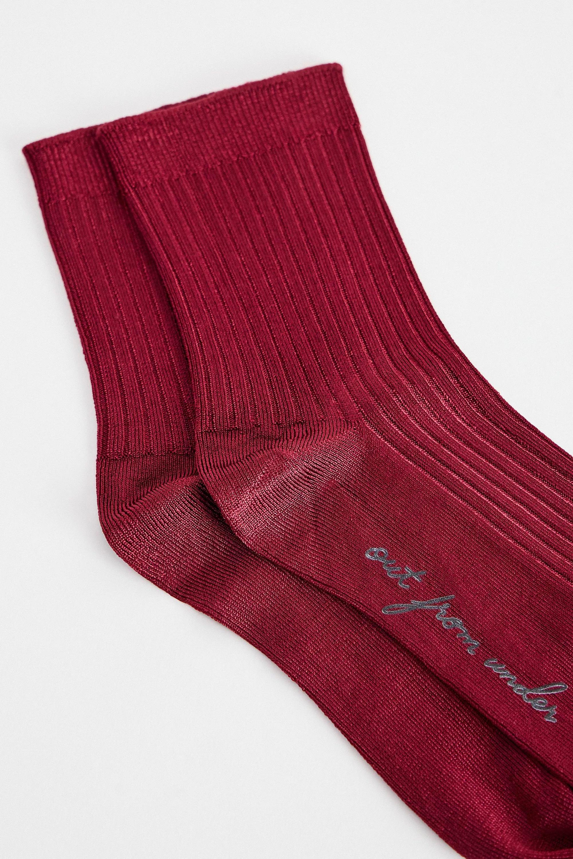 Red Out From Under Viscose Socks, WINE, large image number 3