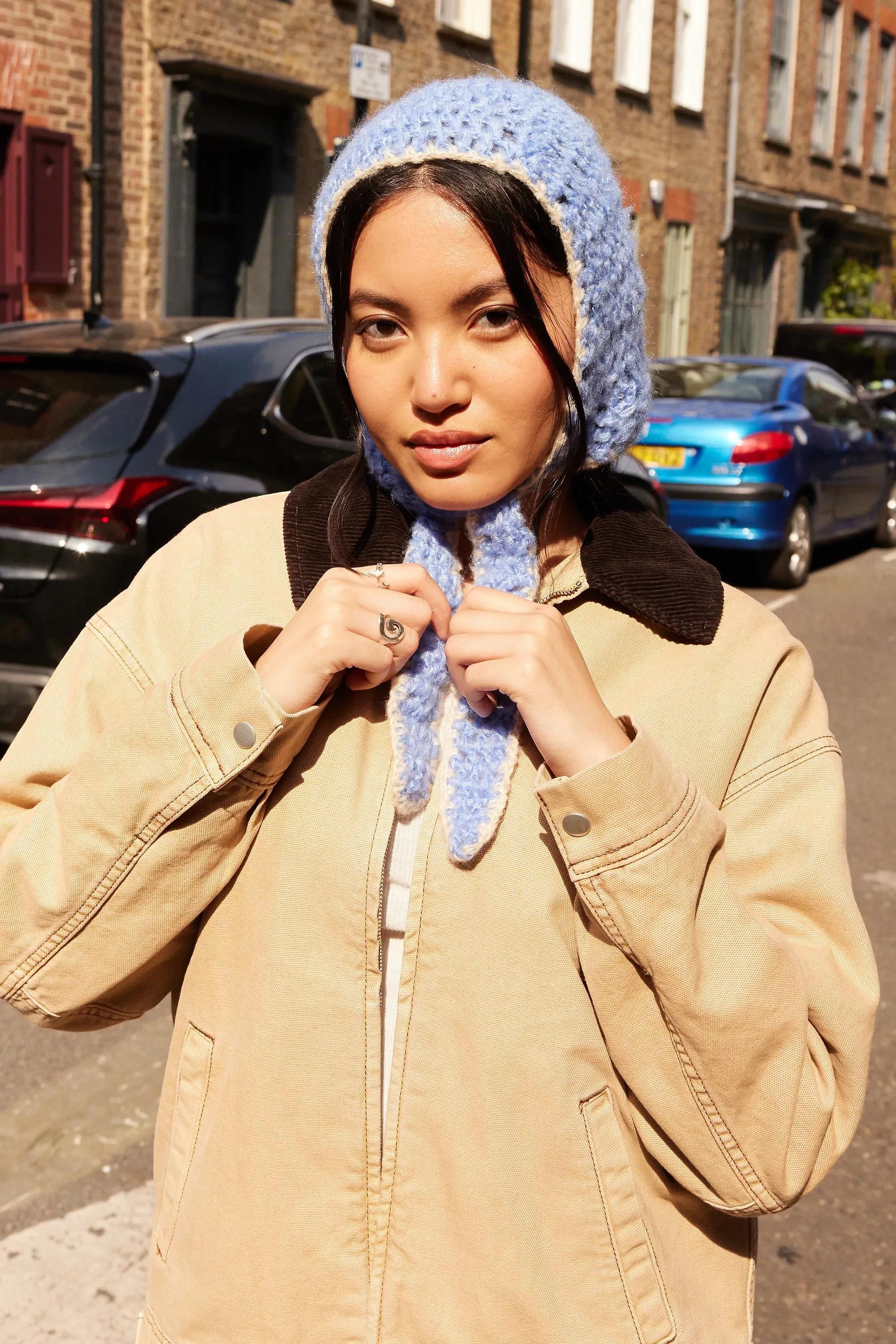 Blue Uo Contrast Knit Bonnet, BLUE, large image number 0