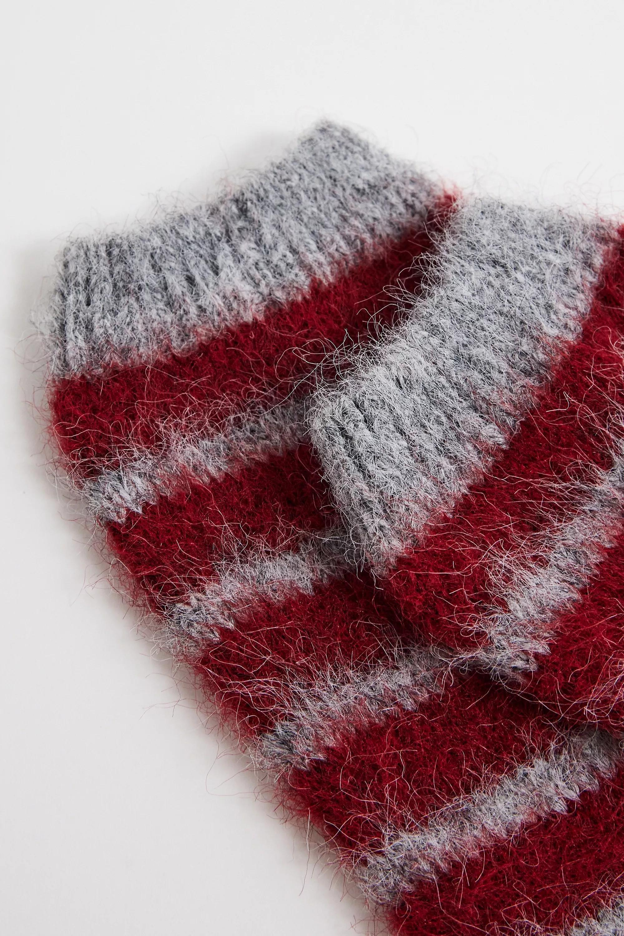 Red Out From Under Striped Knitted Socks, DK RED, large image number 3