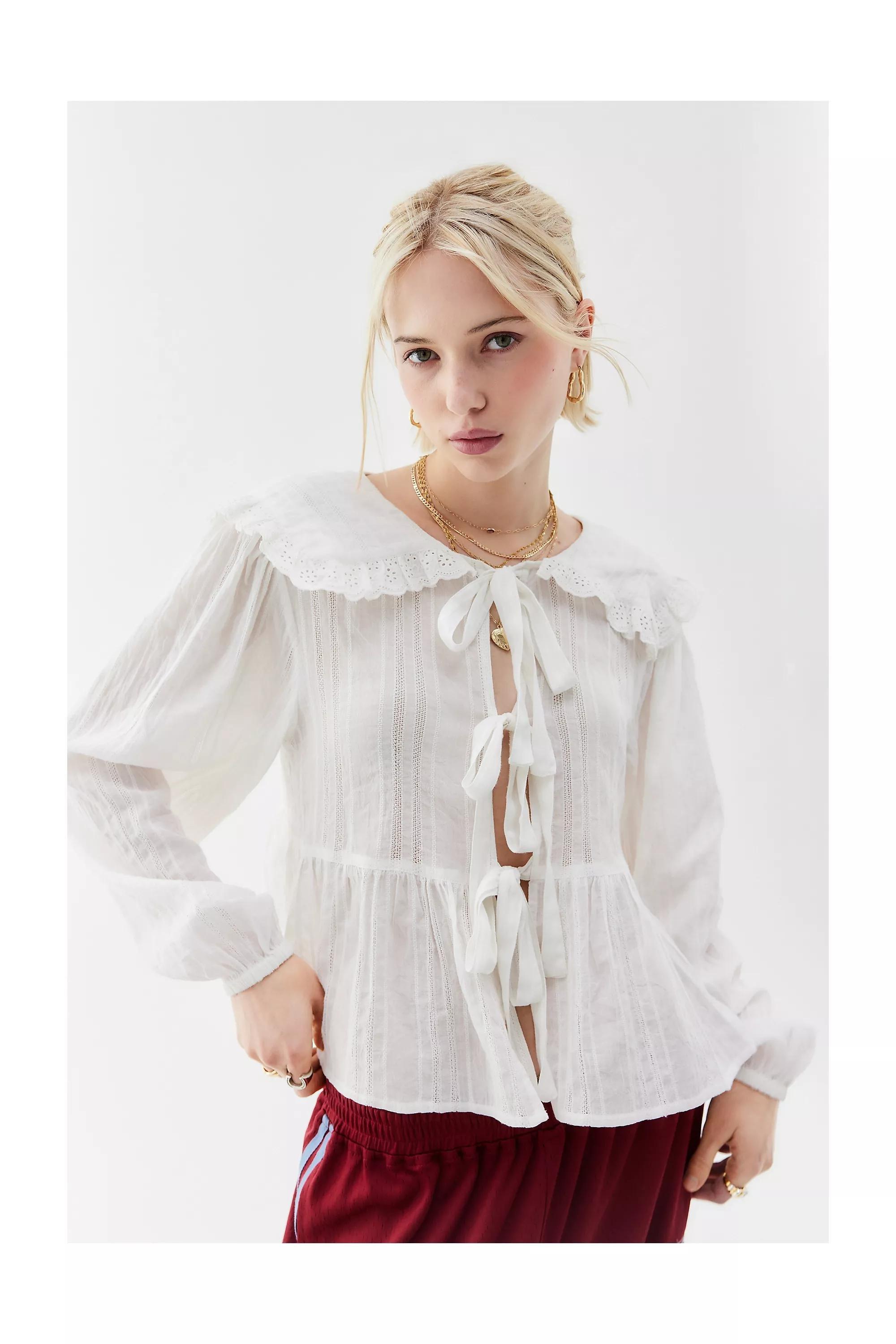 White Kimchi Blue Olive Blouse, , large image number 0