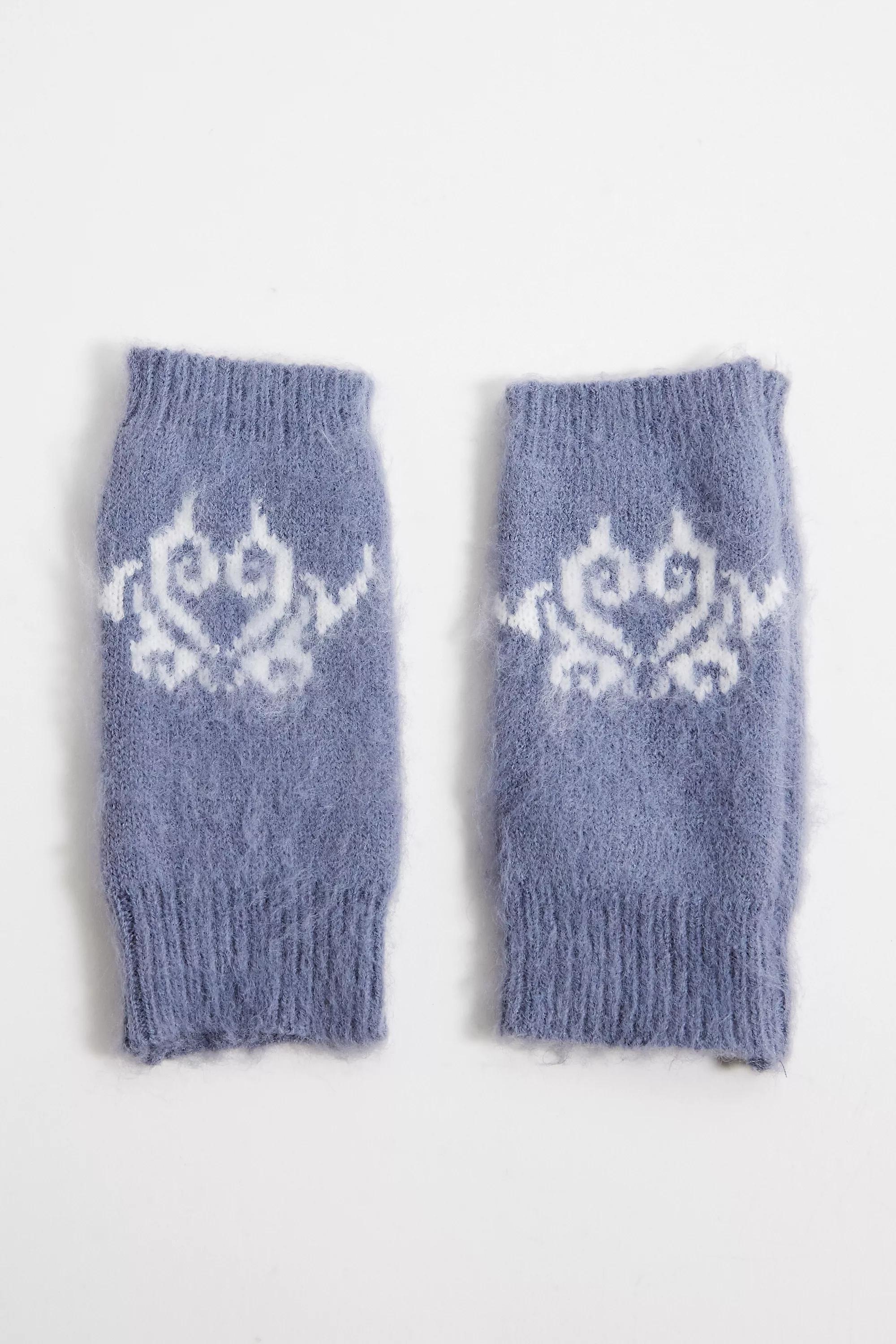 Blue Uo Brushed Knit Fingerless Gloves, BLUE, large image number 1