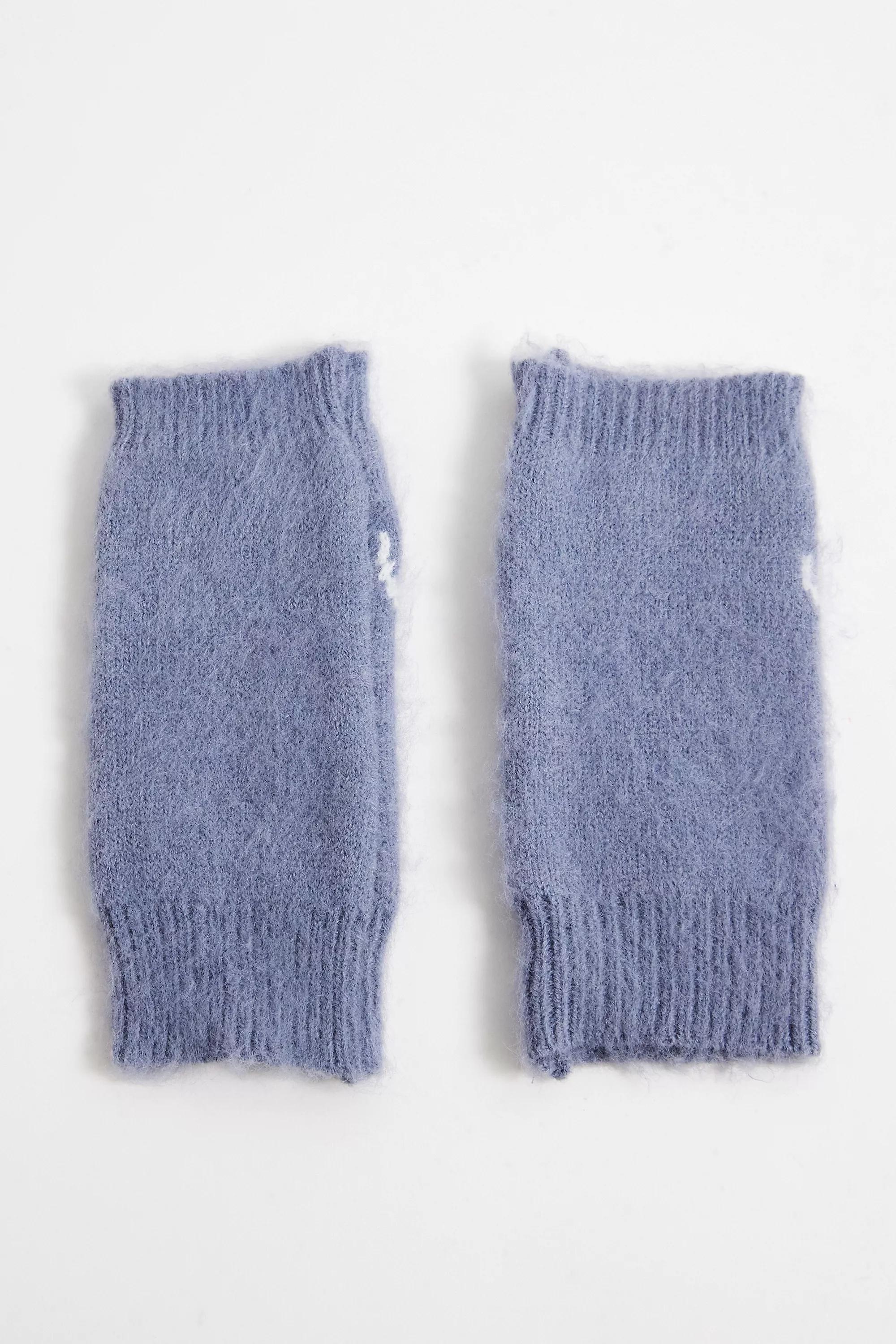 Blue Uo Brushed Knit Fingerless Gloves, BLUE, large image number 3
