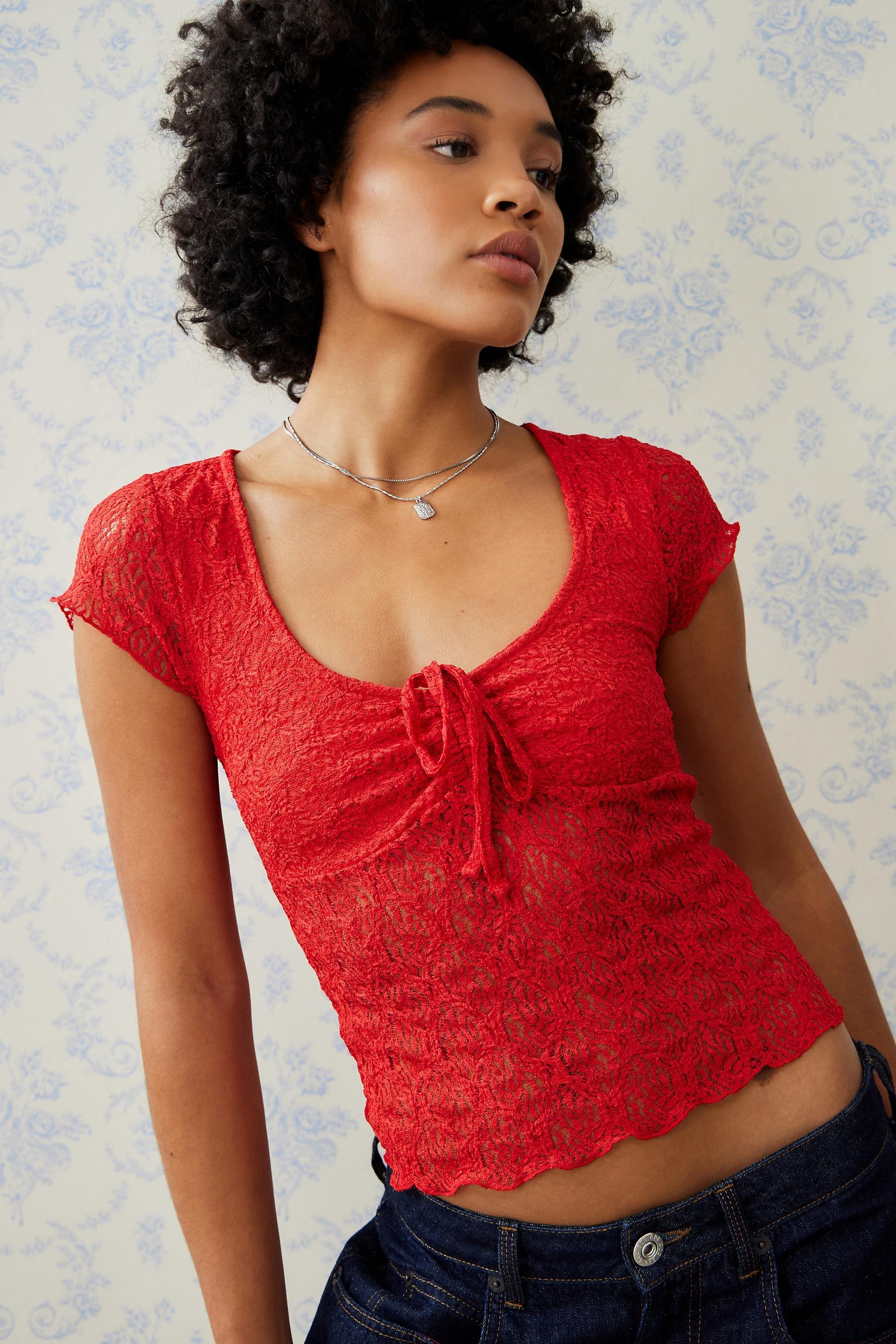 Red Kimchi Blue Quinn Lace Top, , large image number 0