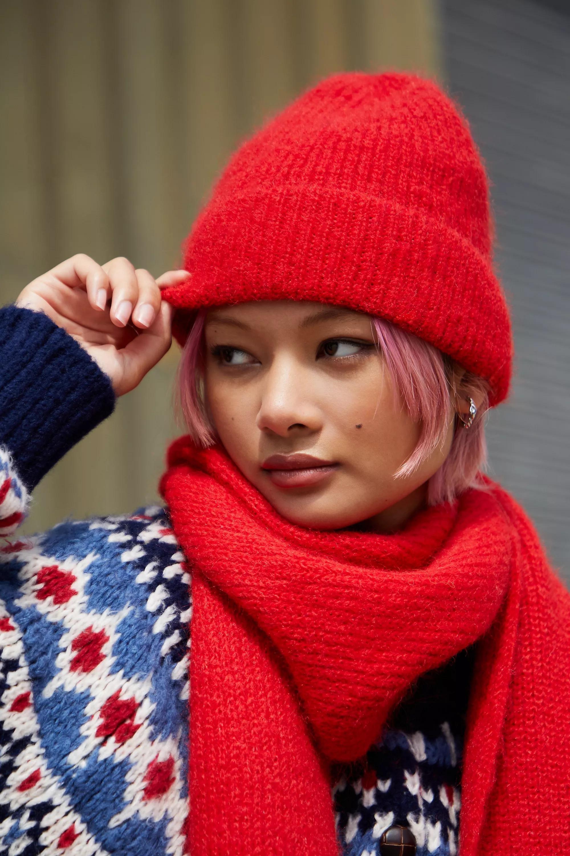 Red Uo Luka Soft Knit Beanie, RED, large image number 0