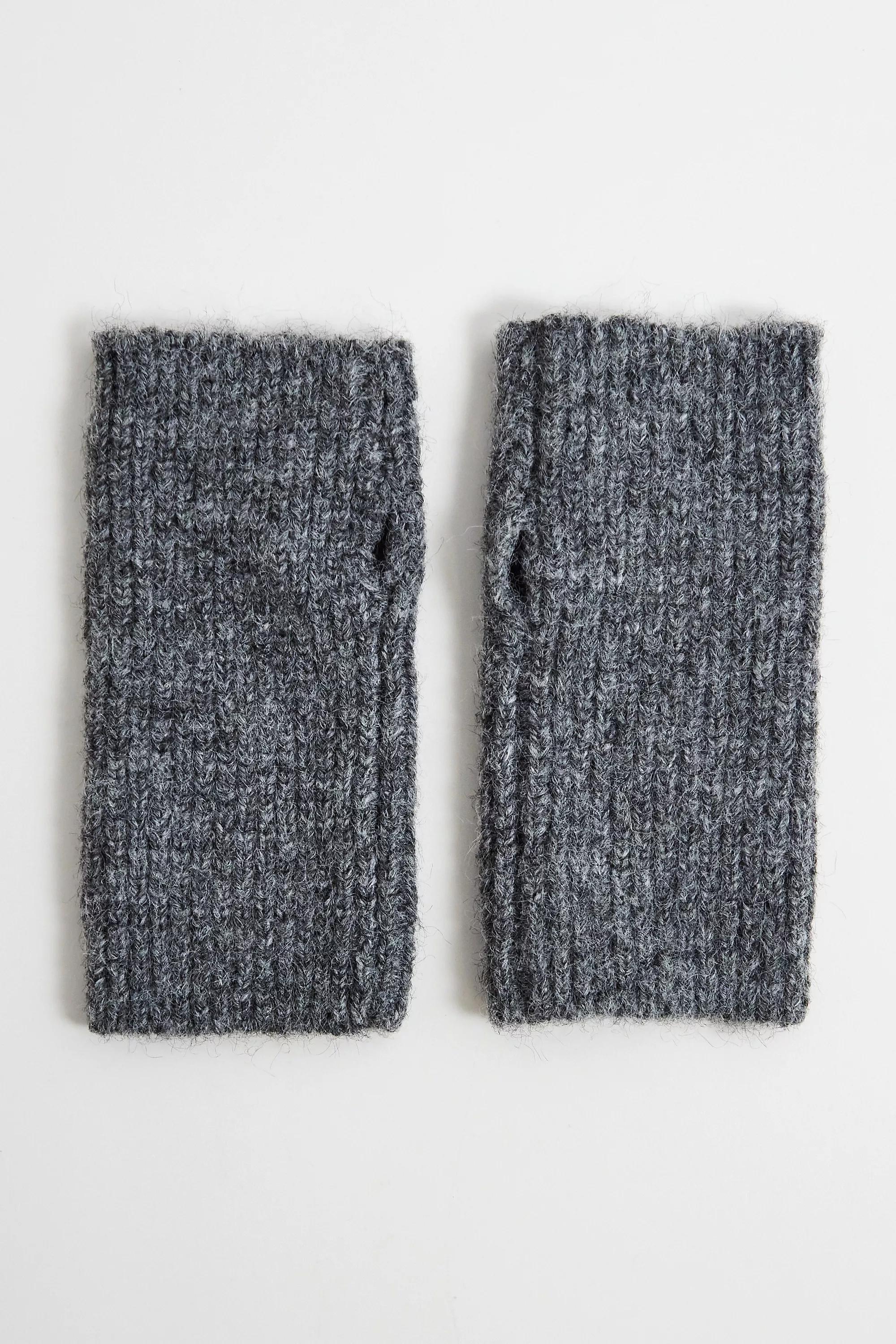 Grey Uo Luka Soft Knit Fingerless Gloves, GREY, large image number 1