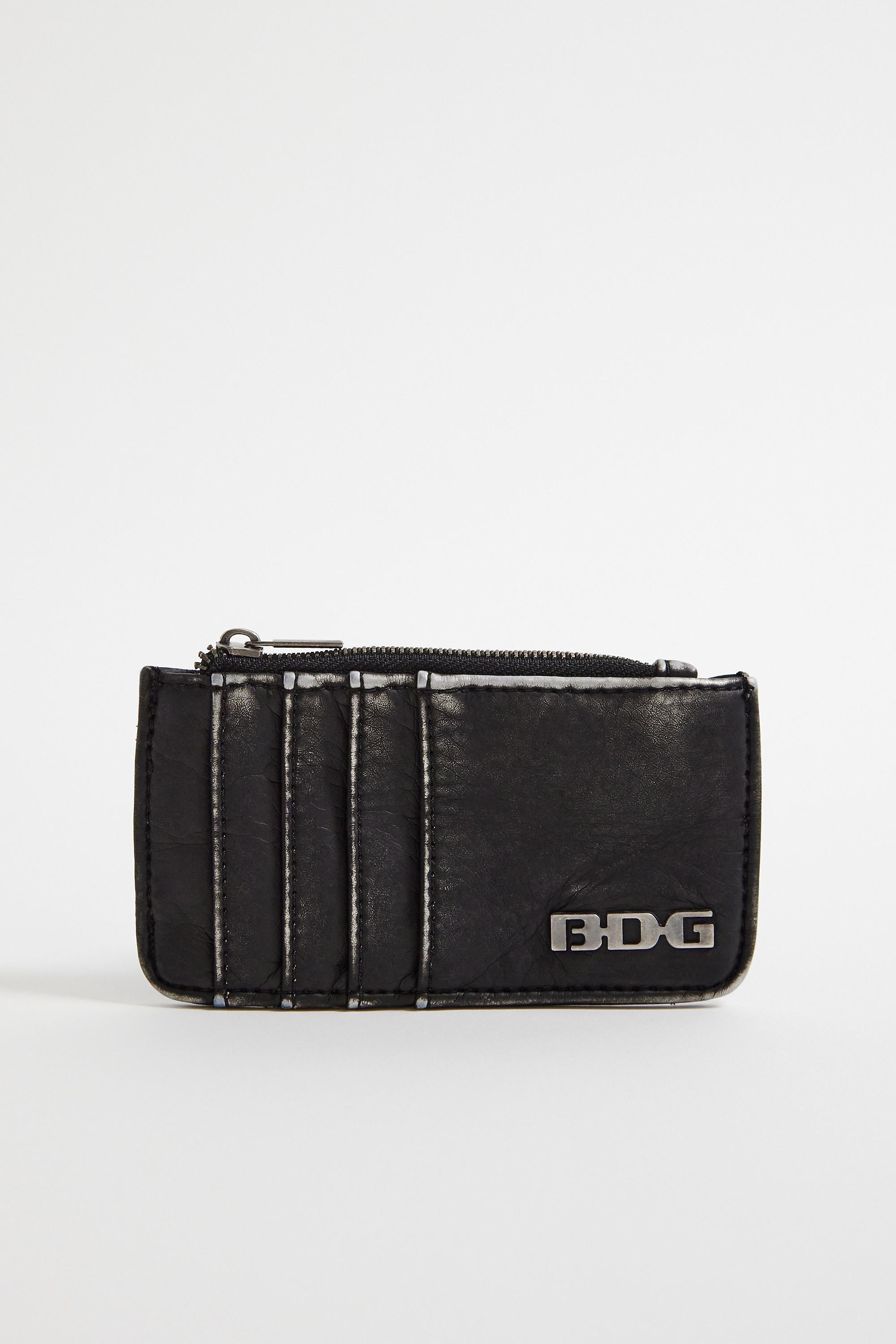 Black Bdg Washed Faux Leather Cardholder, BLK, large image number 0