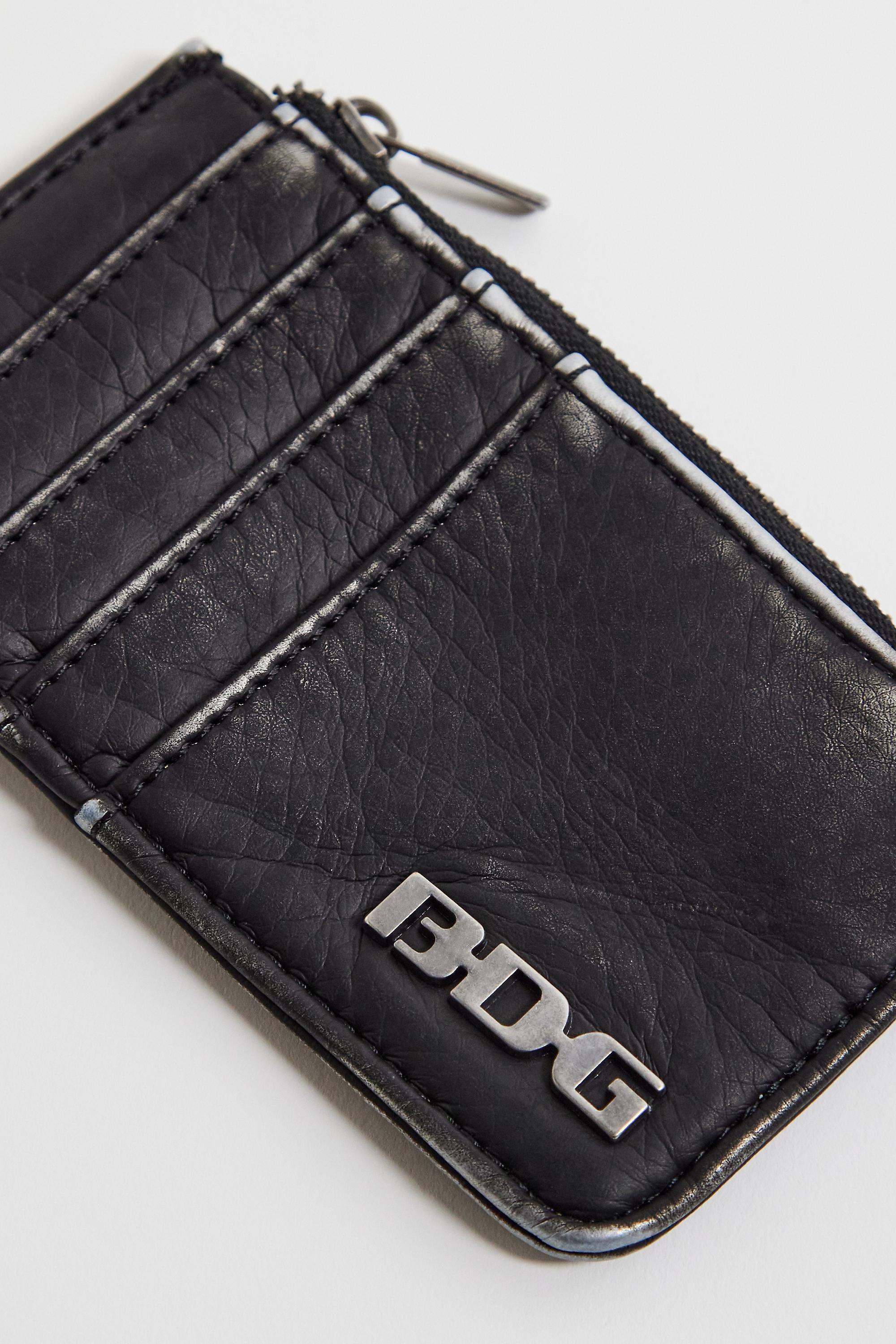 Black Bdg Washed Faux Leather Cardholder, BLK, large image number 1