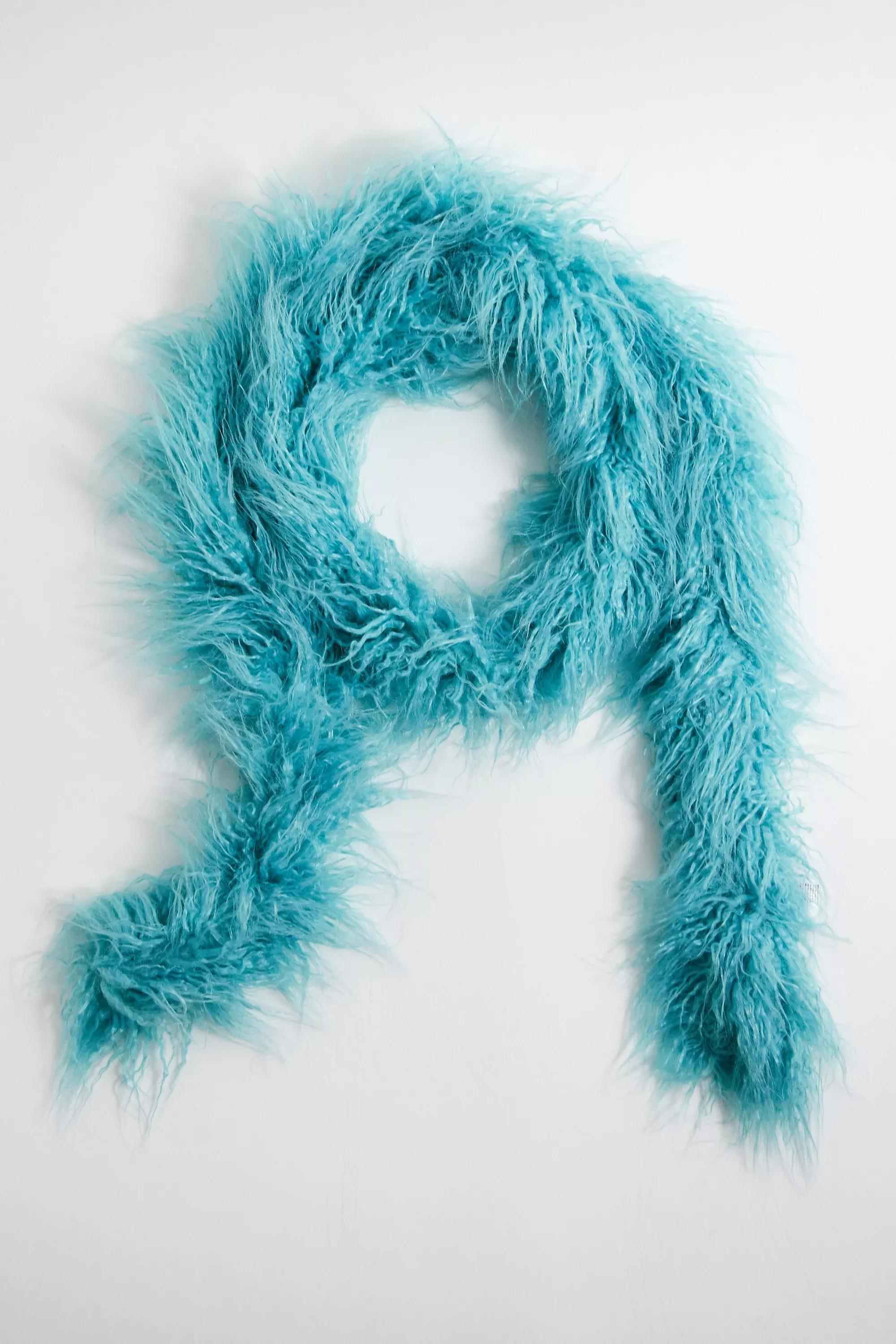 Blue Uo Trish Faux Fur Scarf, BLUE, large image number 1