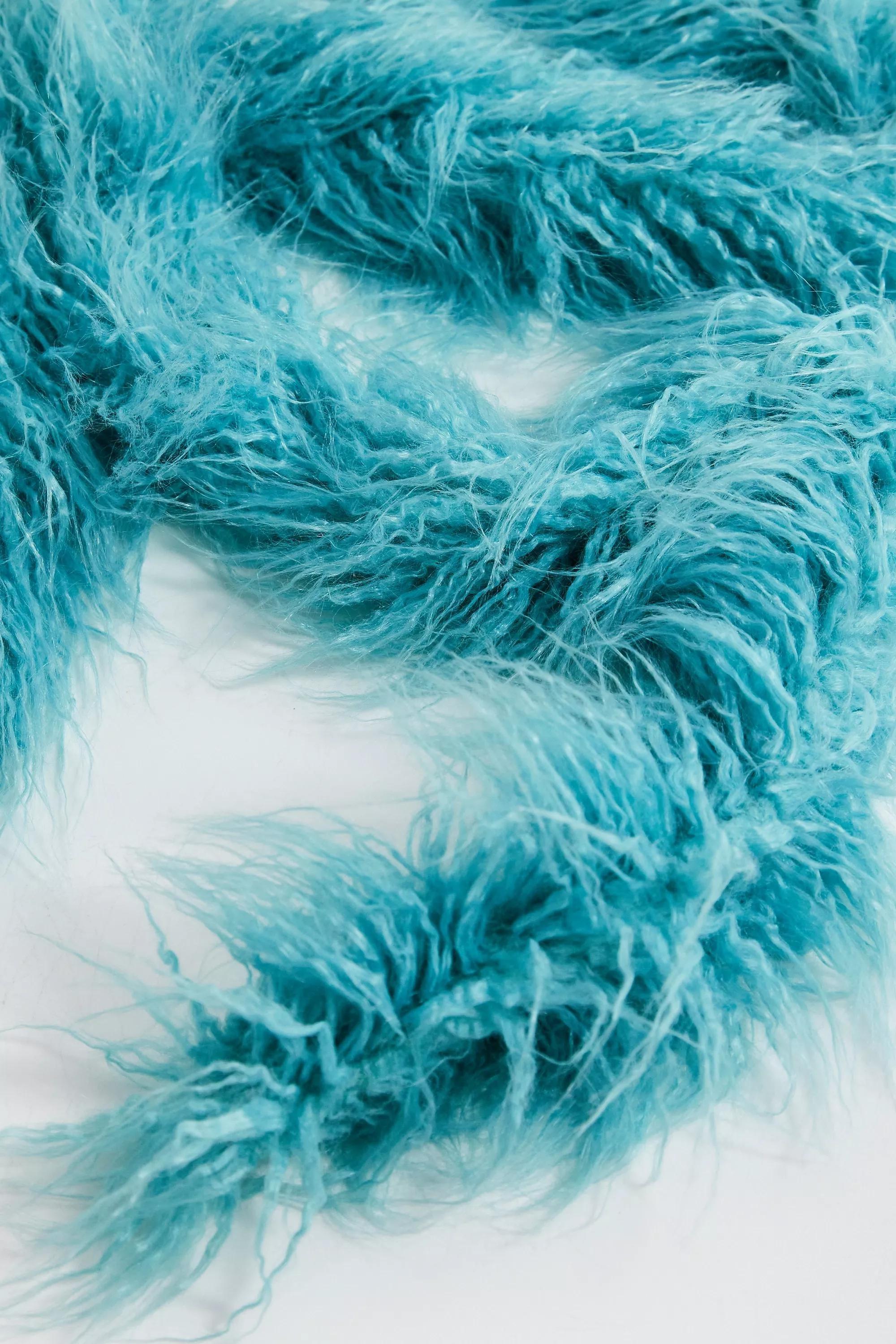 Blue Uo Trish Faux Fur Scarf, BLUE, large image number 2