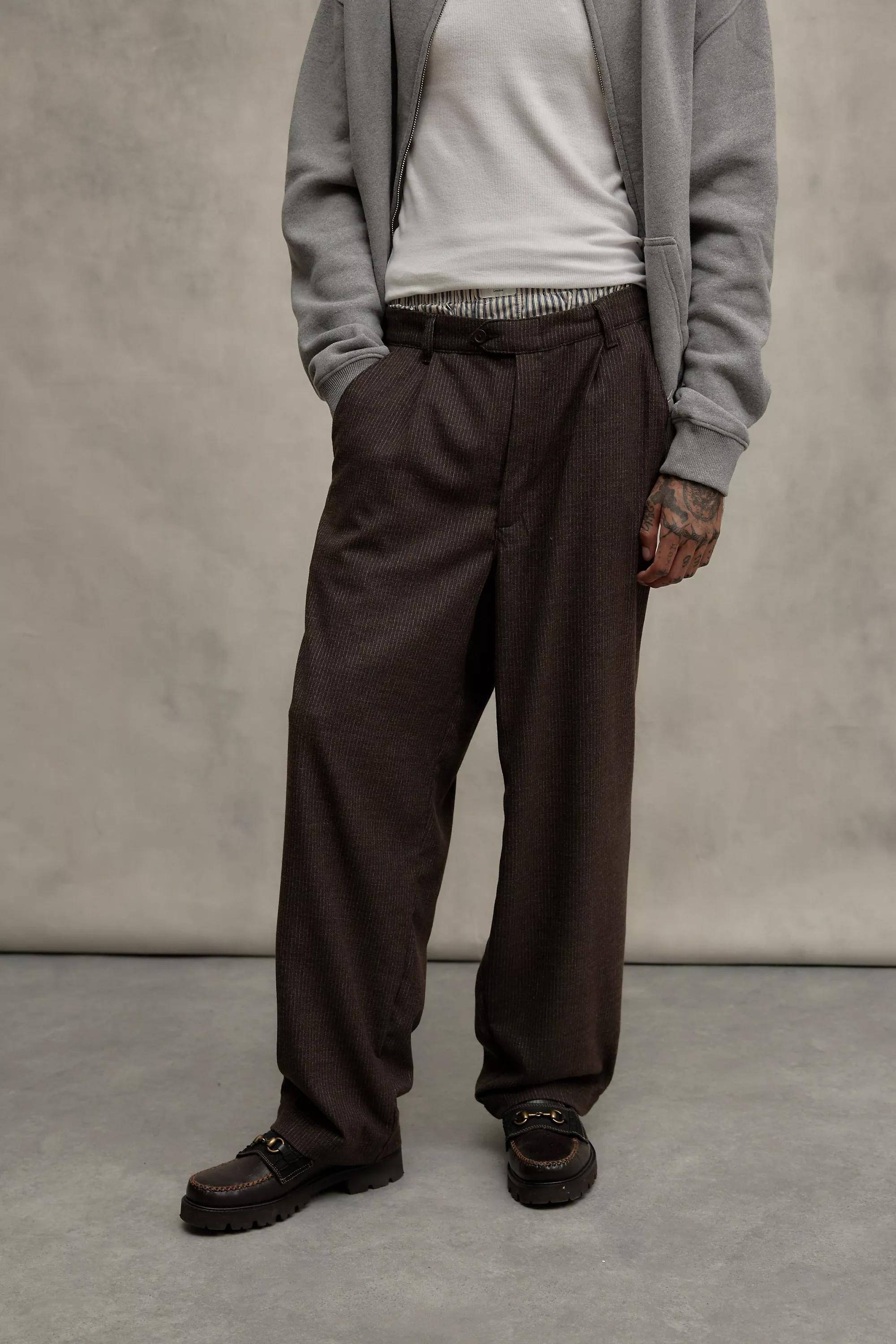 Brown Loom Greer Brown Pinstripe Trousers, , large image number 0